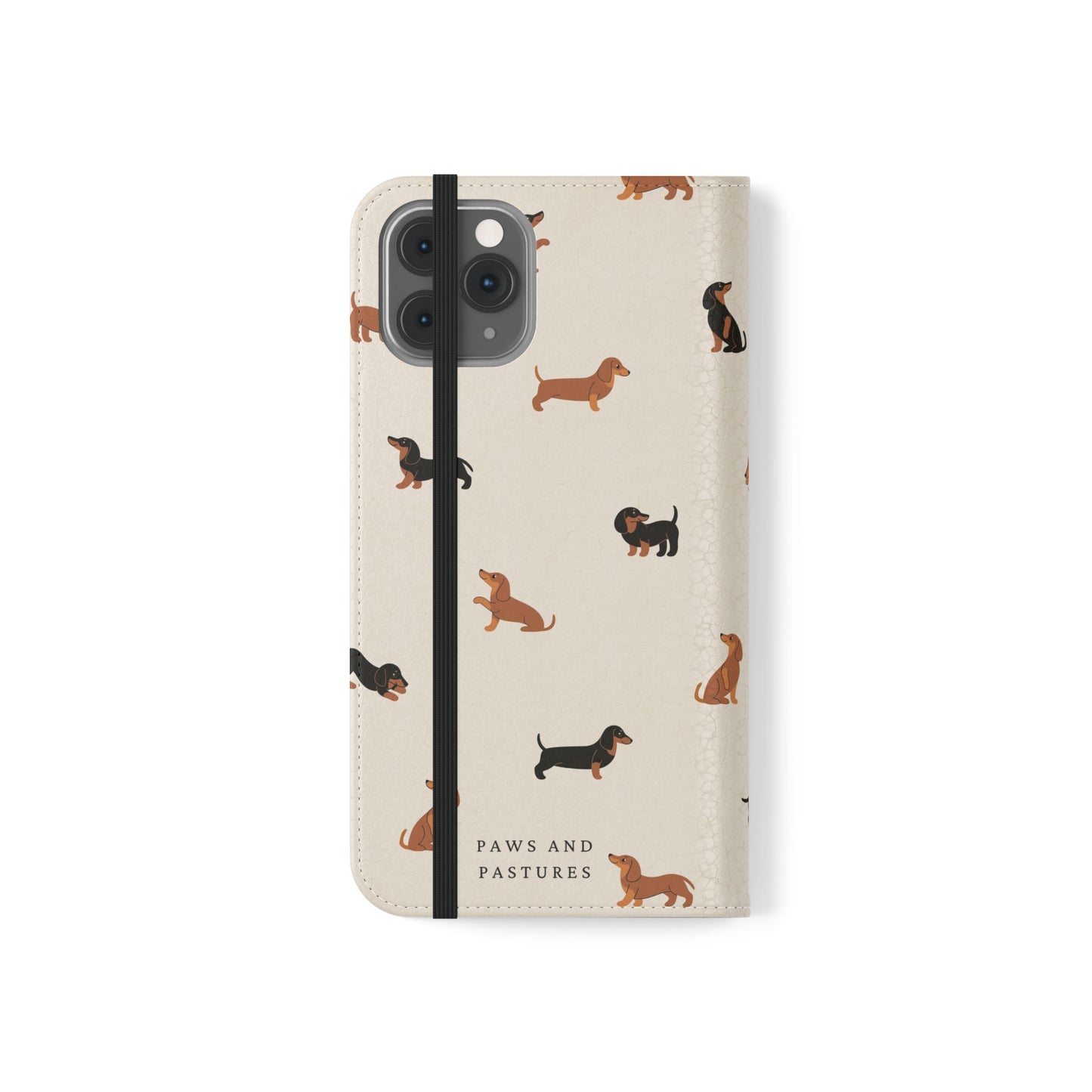 Dachshund Pattern Flip Phone Case — Wallet Folio with Card Slots
