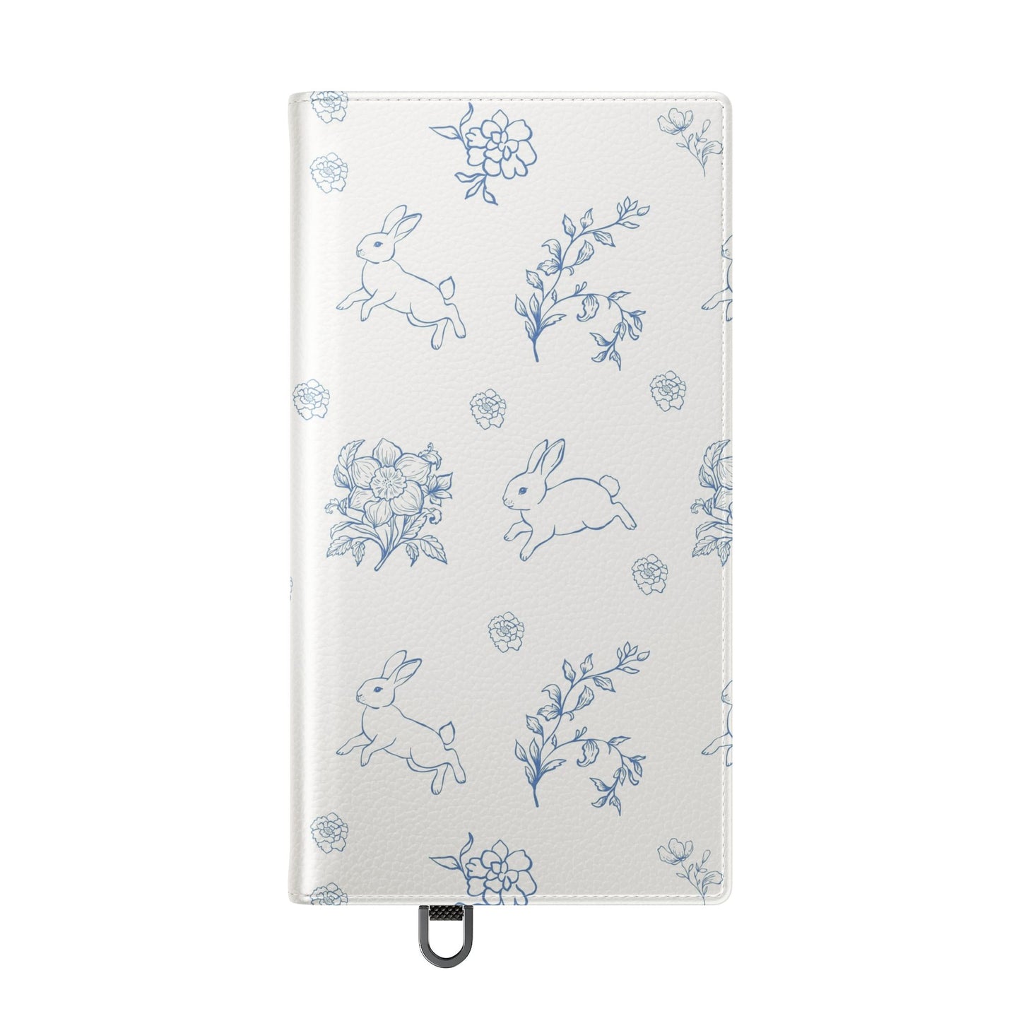 Bunny Pattern Flip Phone Case – Floral Blue Rabbit Wallet Cover