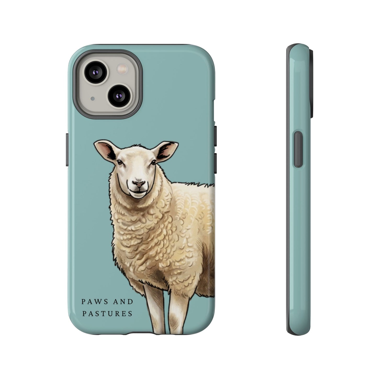 Teal Sheep Illustration Tough Phone Case