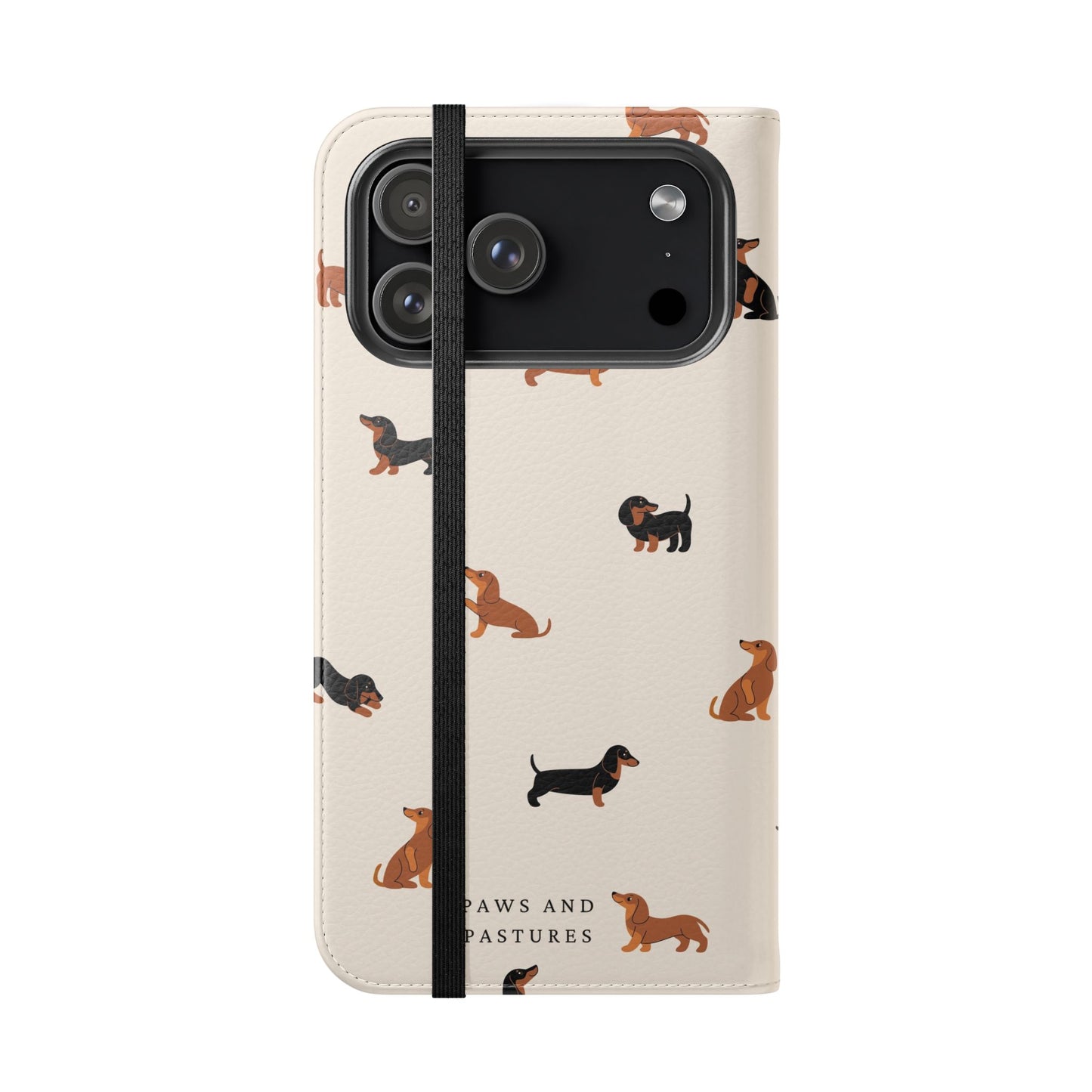 Dachshund Pattern Flip Phone Case — Wallet Folio with Card Slots