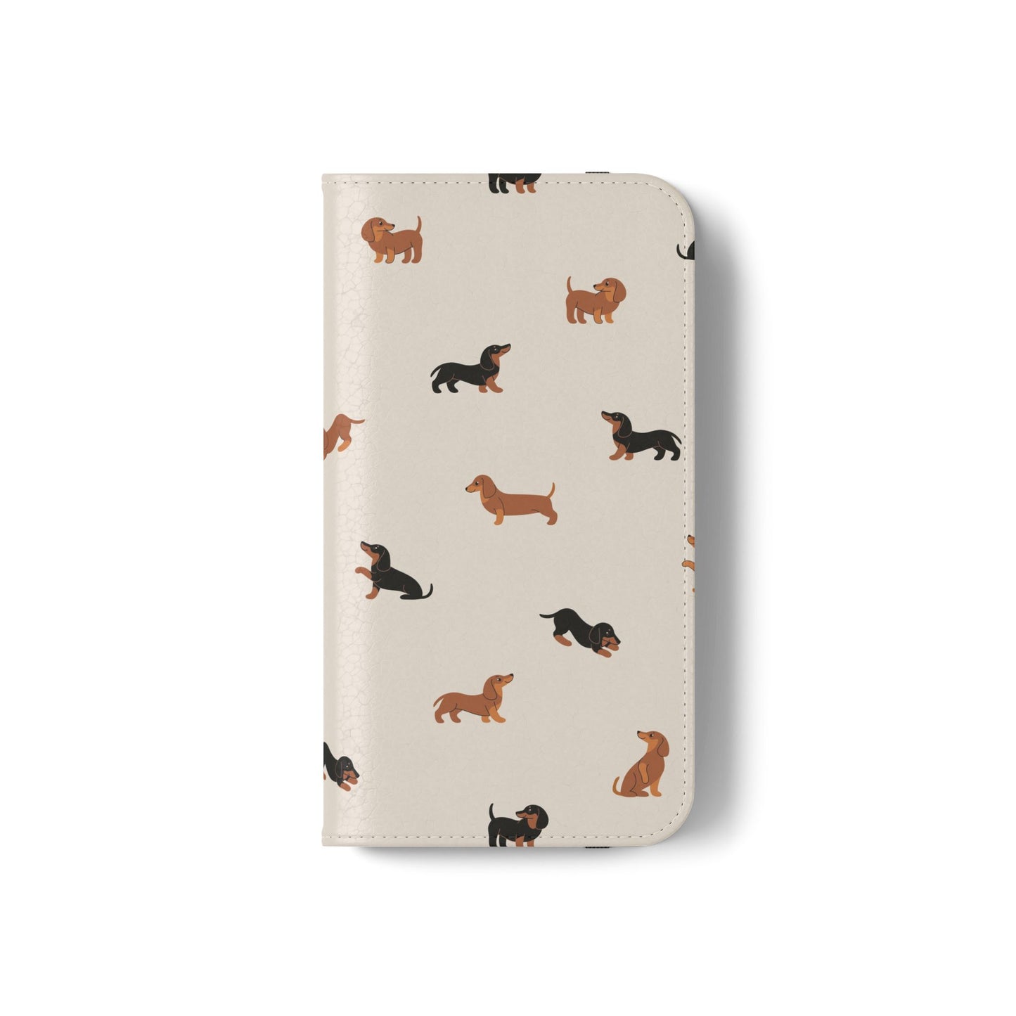 Dachshund Pattern Flip Phone Case — Wallet Folio with Card Slots
