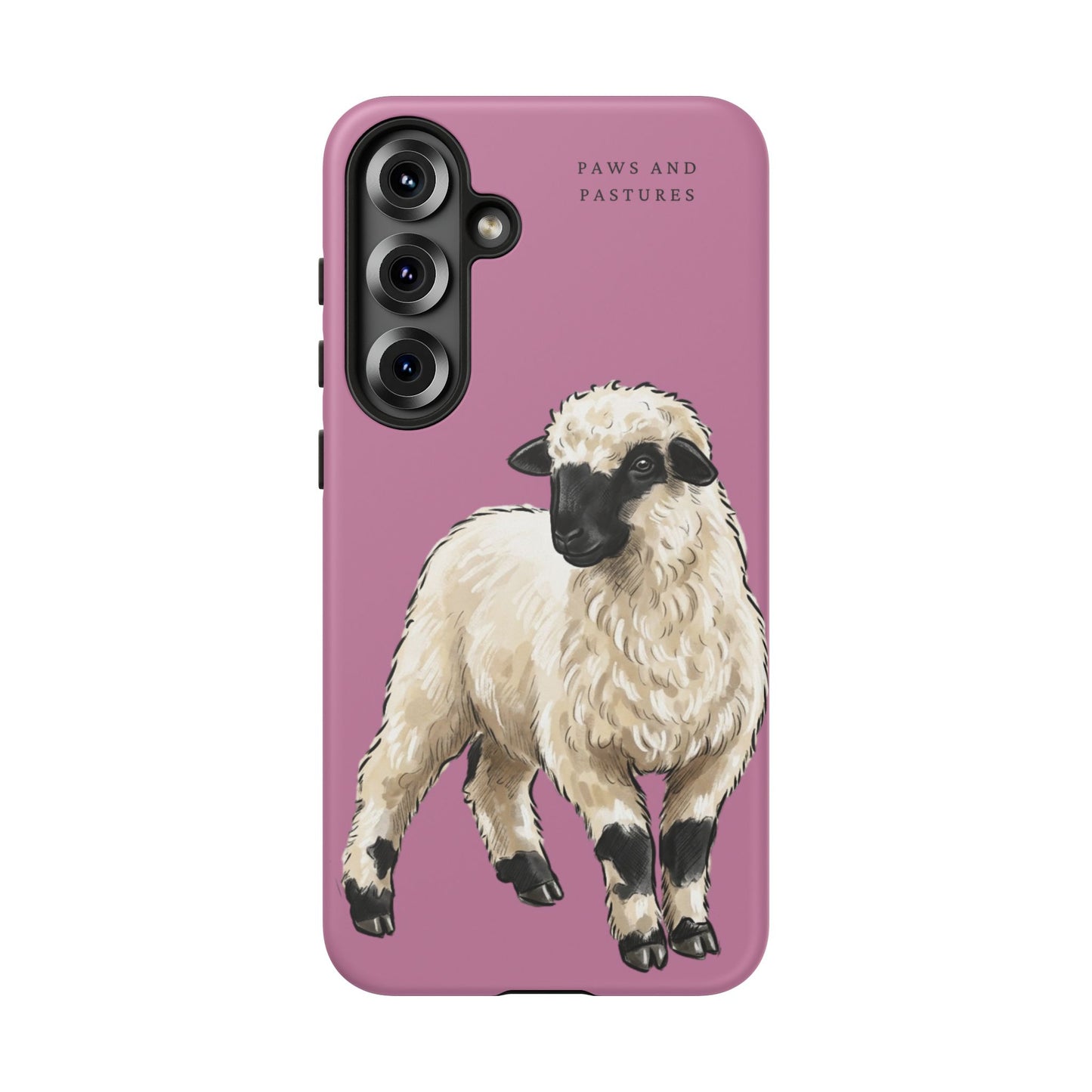 Pink Valais Blacknose Sheep Phone Case – 'Paws and Pastures' Cute Lamb Protective iPhone Cover