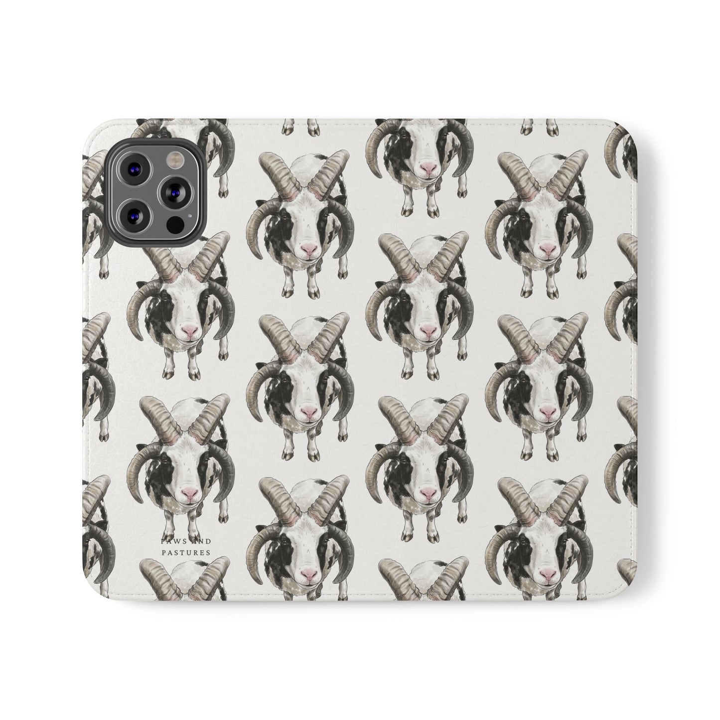 Jacob Sheep Pattern Flip Phone Case — Cute Farm Animal Wallet Cover