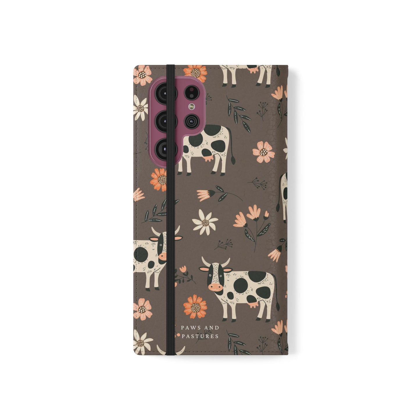 Cow Floral Flip Phone Case – Folklore Farm Pattern Wallet Case
