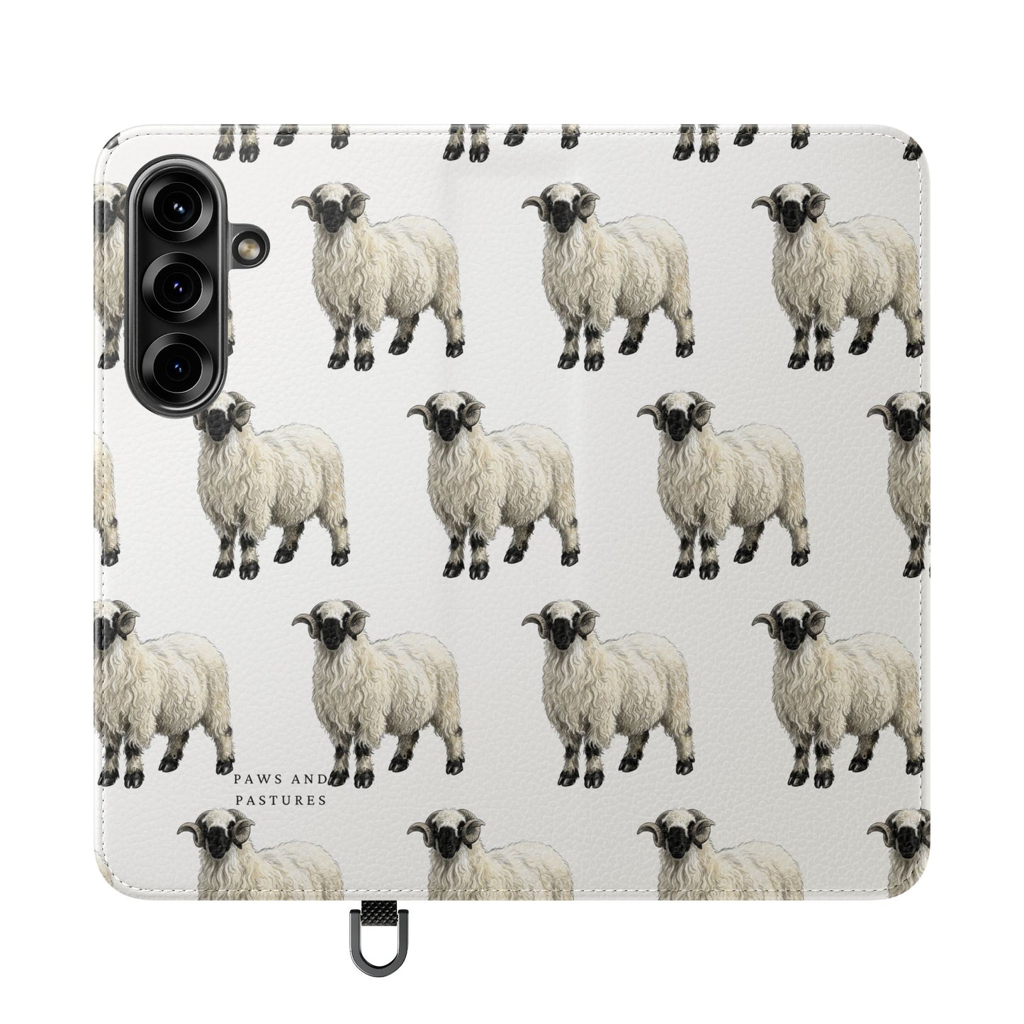 Valais Blacknose Sheep Pattern Flip Phone Case – Cute Farm Animal Wallet Cover