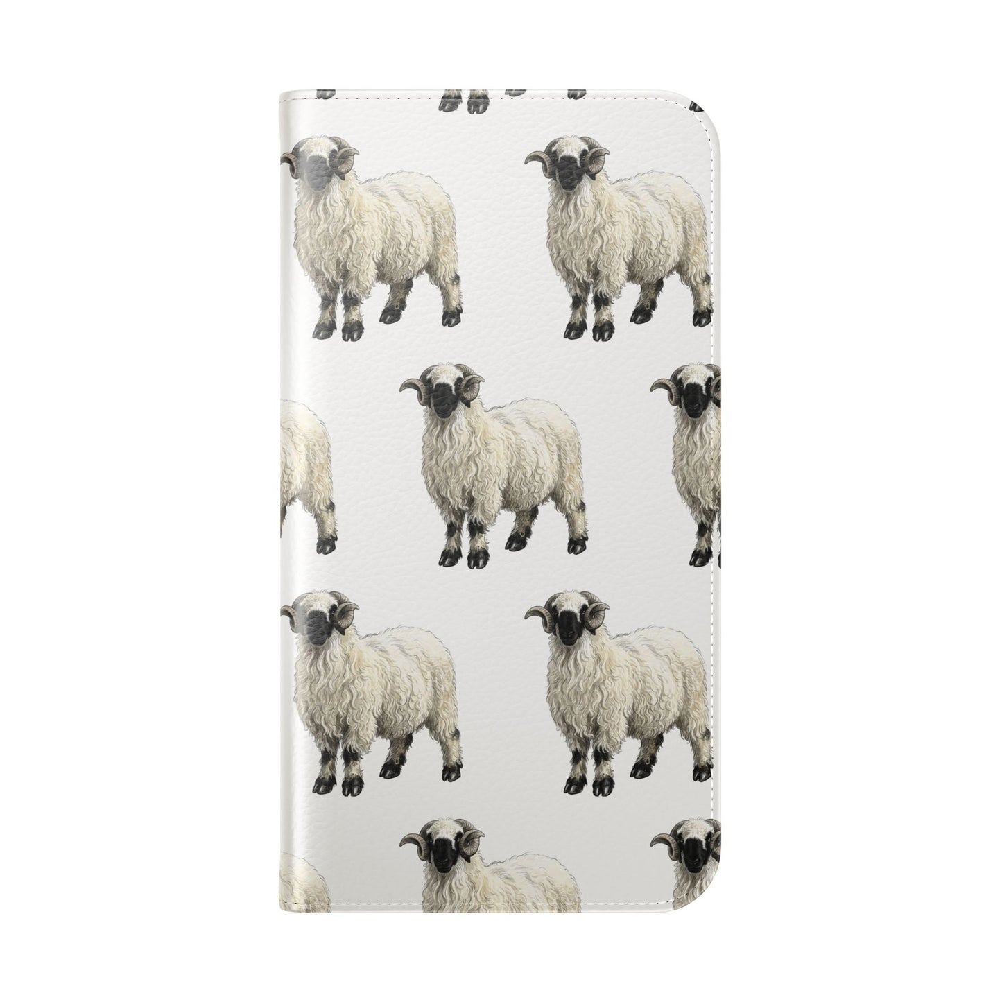Valais Blacknose Sheep Pattern Flip Phone Case – Cute Farm Animal Wallet Cover