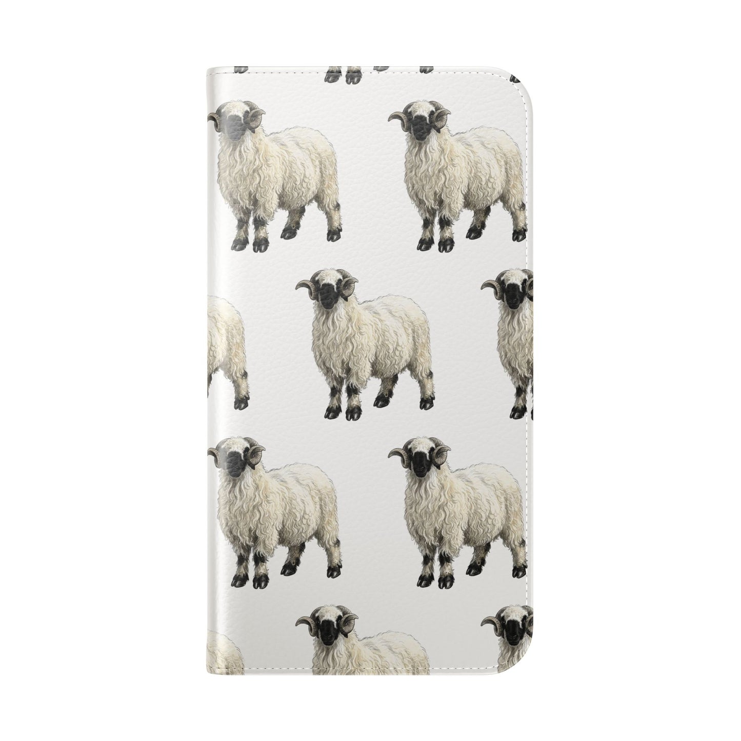 Valais Blacknose Sheep Pattern Flip Phone Case – Cute Farm Animal Wallet Cover