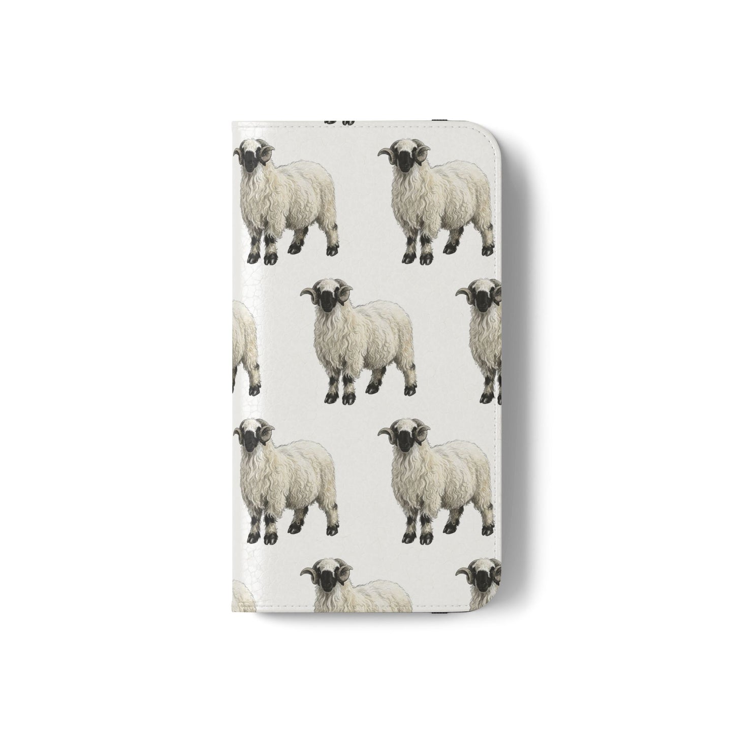 Valais Blacknose Sheep Pattern Flip Phone Case – Cute Farm Animal Wallet Cover