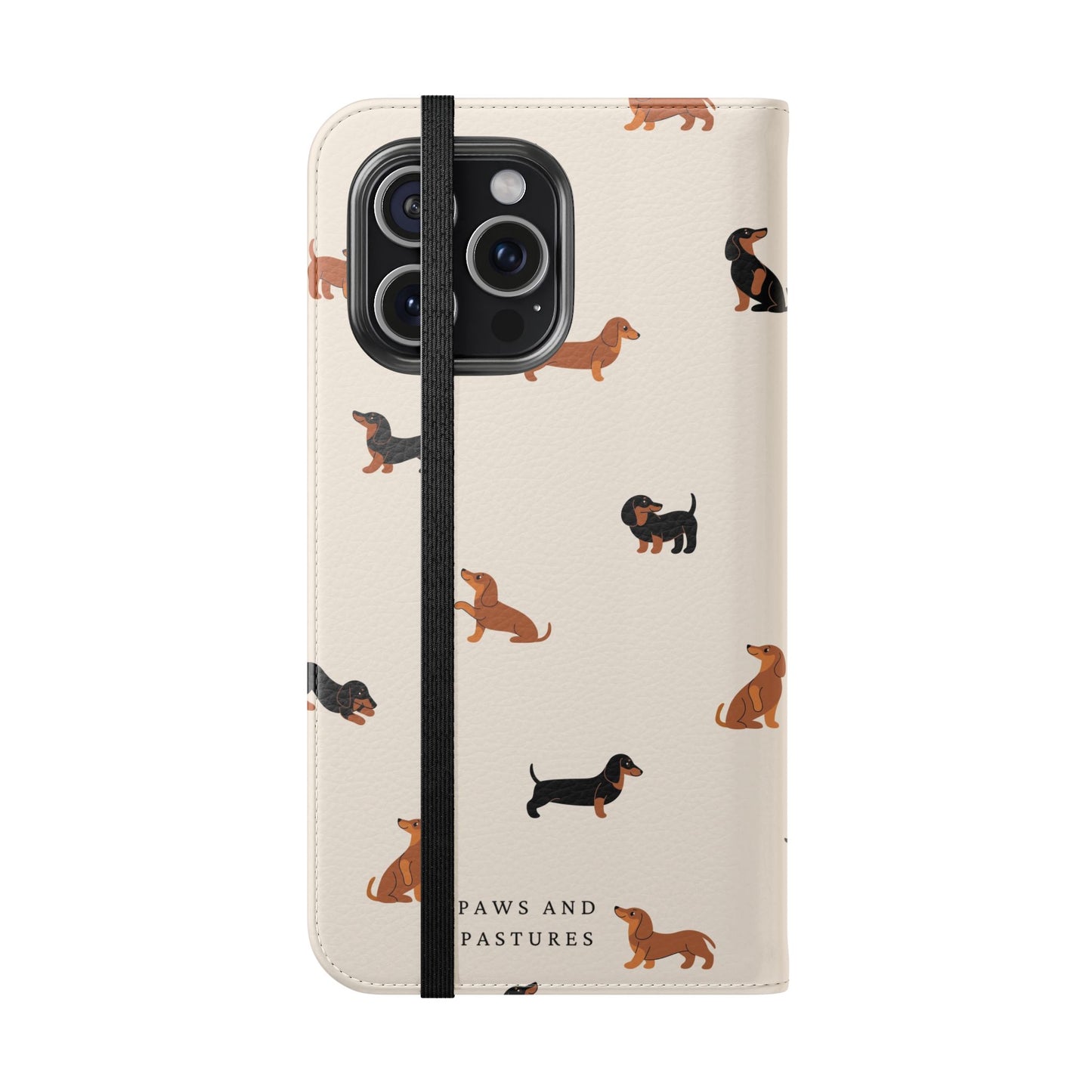 Dachshund Pattern Flip Phone Case — Wallet Folio with Card Slots