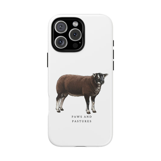 Badger Face Texel Sheep Illustration Phone Case — "Paws and Pastures" Minimal Farm Animal Phone Cover
