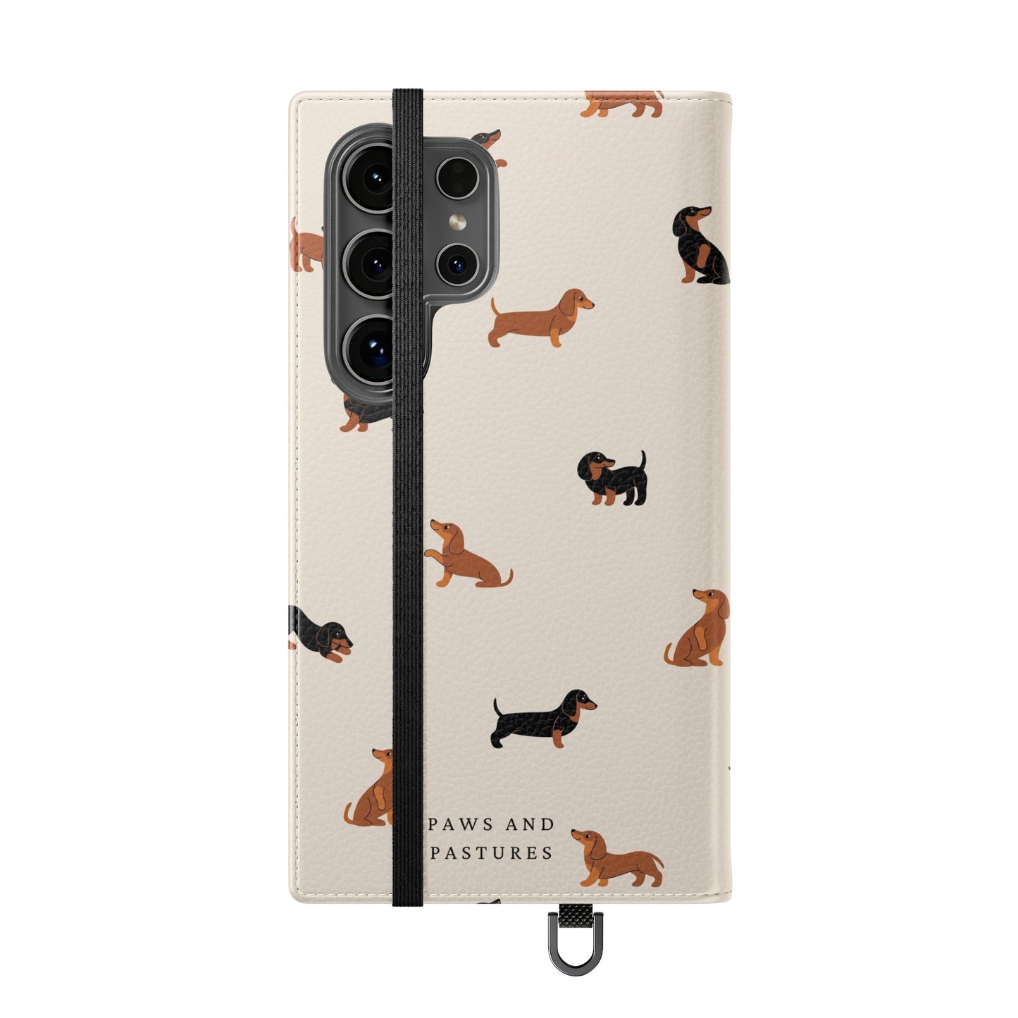 Dachshund Pattern Flip Phone Case — Wallet Folio with Card Slots