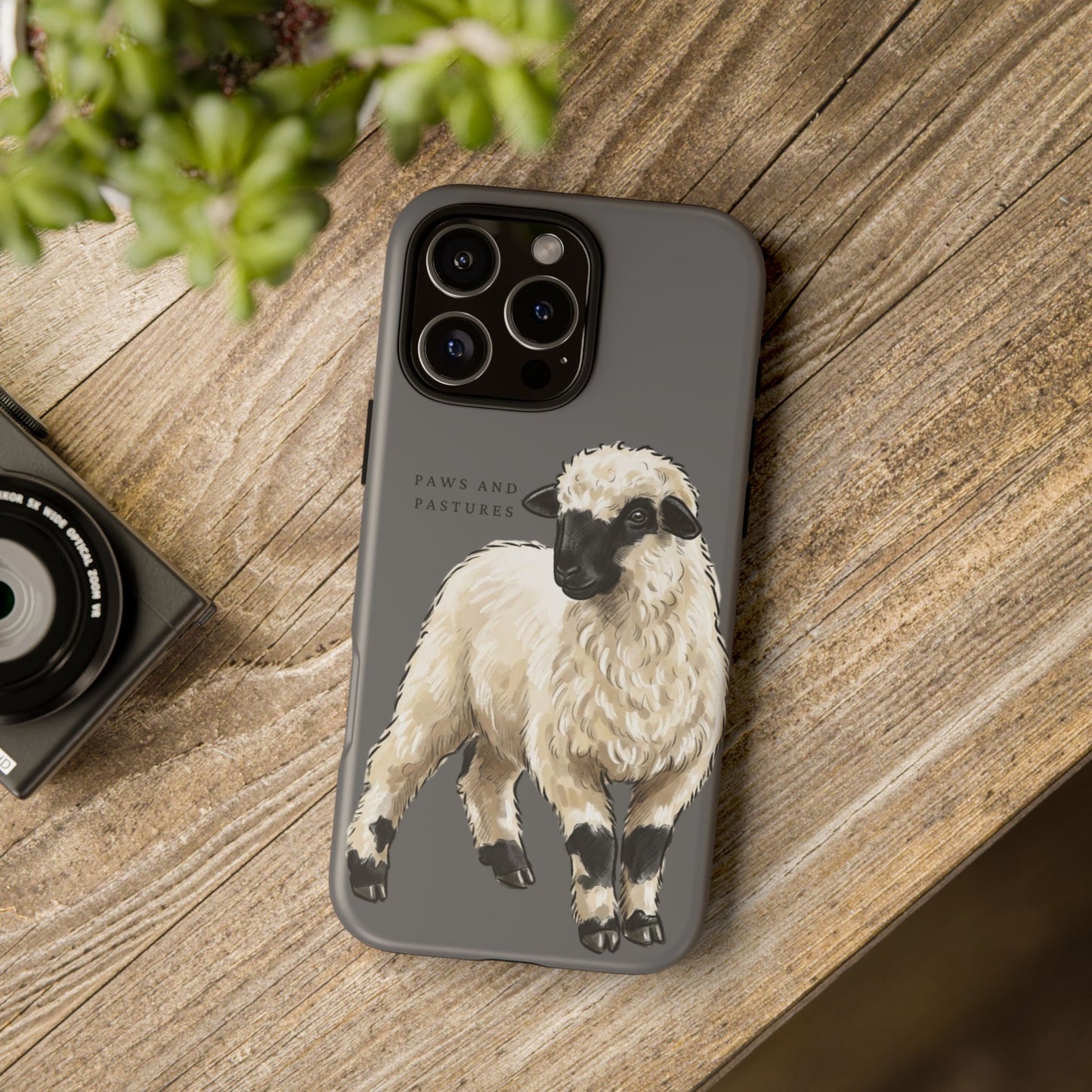 Grey Valais Blacknose Sheep Phone Case – 'Paws and Pastures' Cute Lamb Protective iPhone Cover
