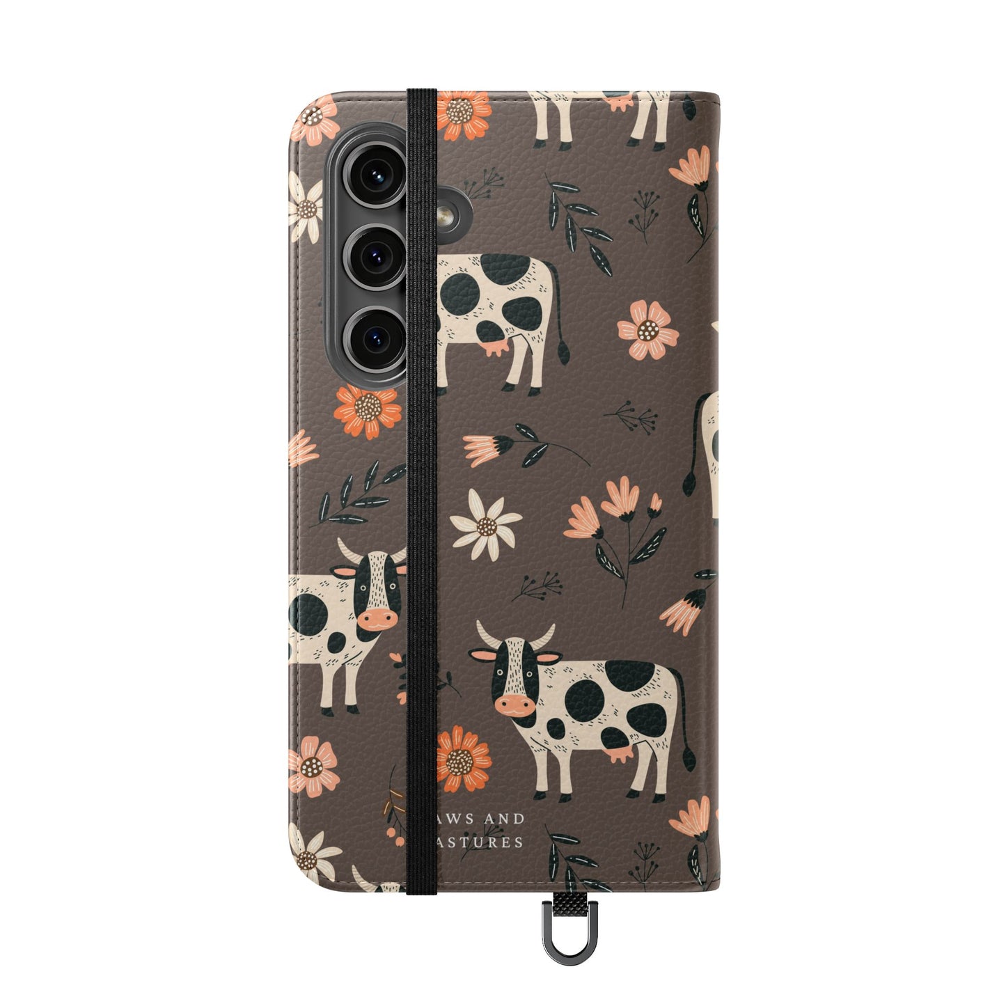 Cow Floral Flip Phone Case – Folklore Farm Pattern Wallet Case