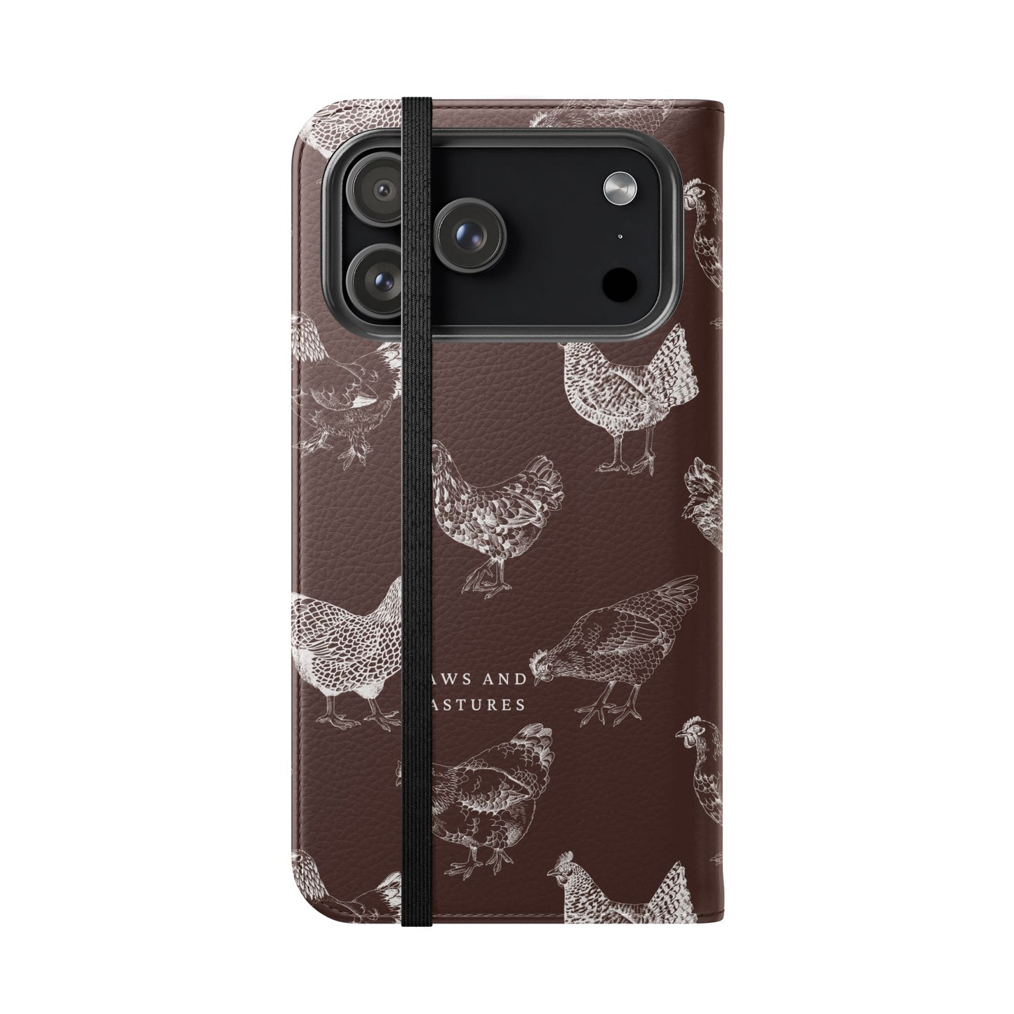 Chicken Pattern Flip Phone Case – Rustic Farmhouse Wallet Cover