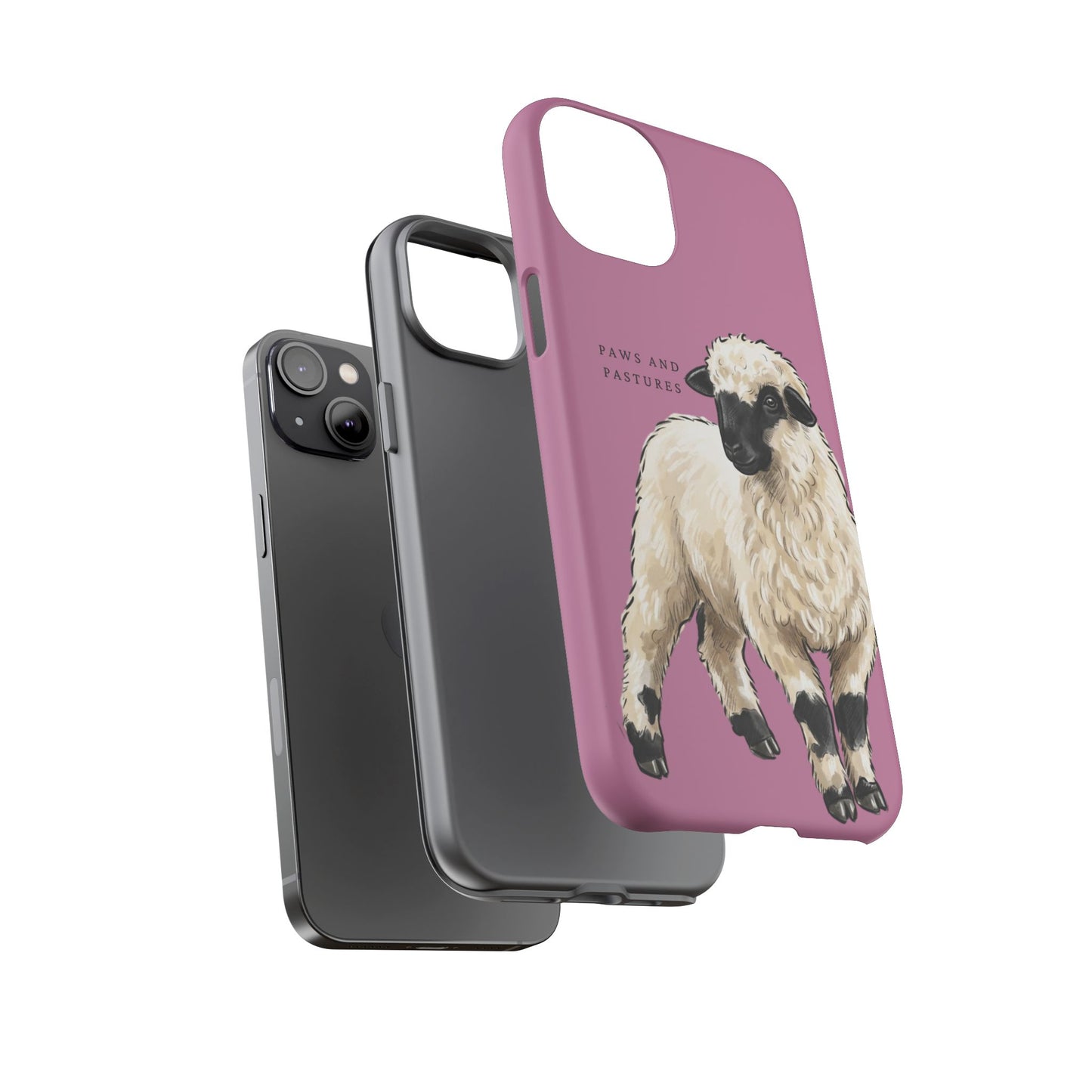 Pink Valais Blacknose Sheep Phone Case – 'Paws and Pastures' Cute Lamb Protective iPhone Cover
