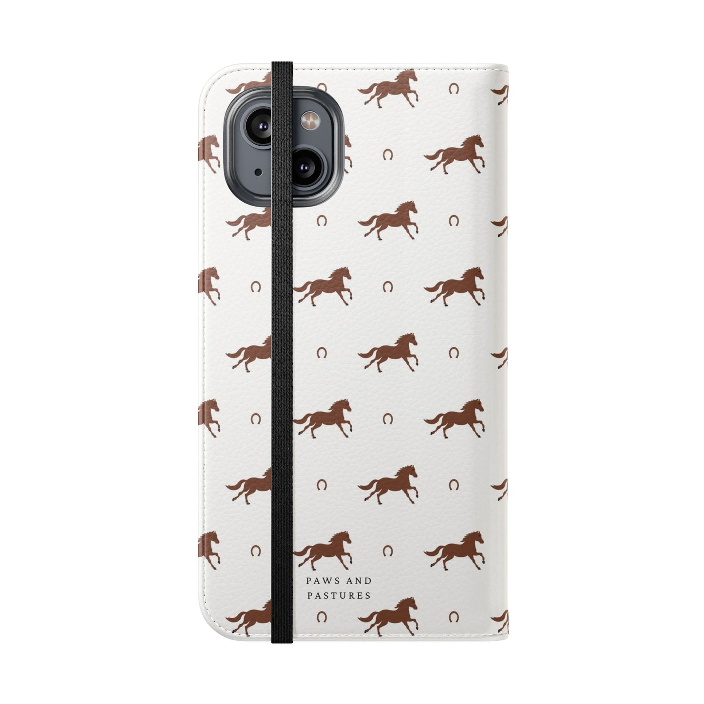 Horse Pattern Flip Case — Leather Wallet Phone Cover with Galloping Horses