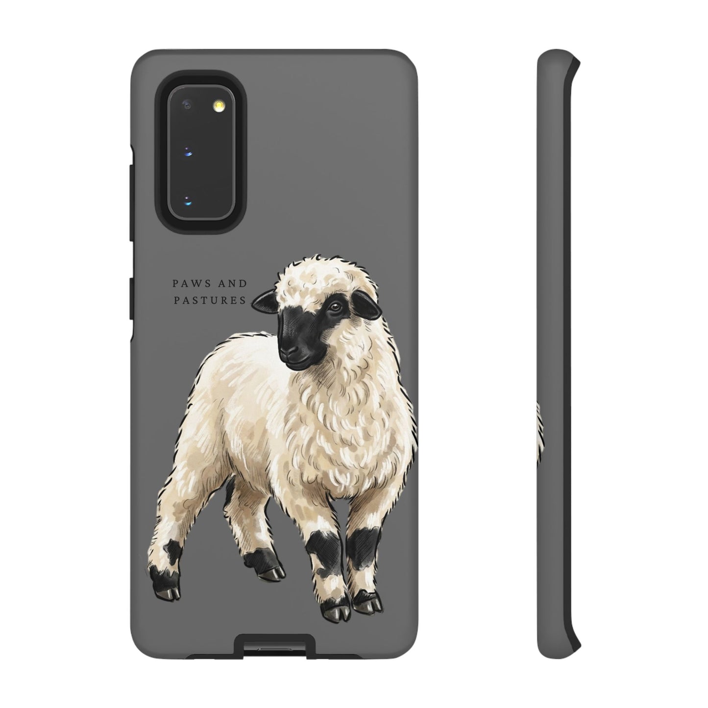 Grey Valais Blacknose Sheep Phone Case – 'Paws and Pastures' Cute Lamb Protective iPhone Cover