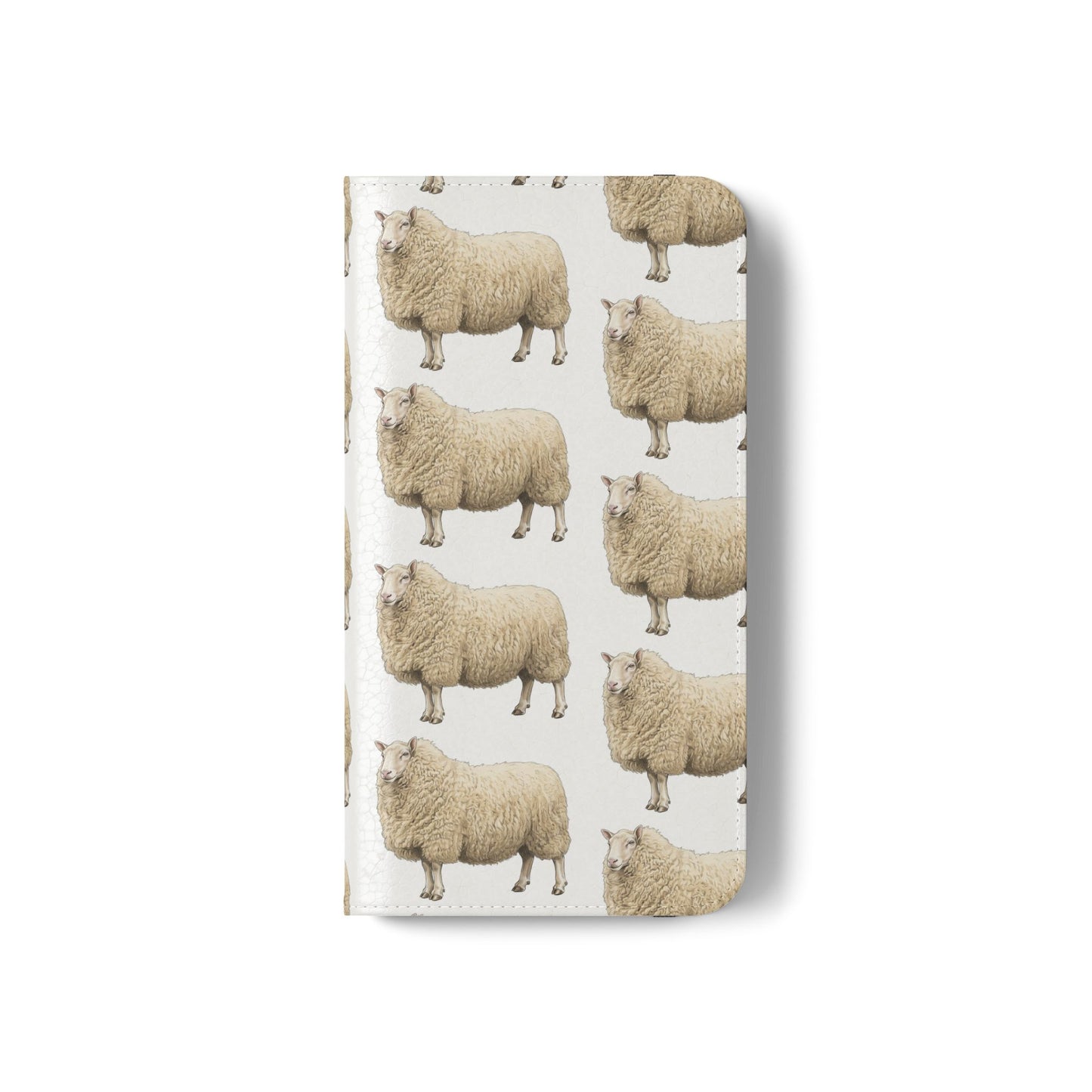Cheviot Sheep Pattern Flip Phone Case – Cute Pastoral Wallet Cover with Card Slots