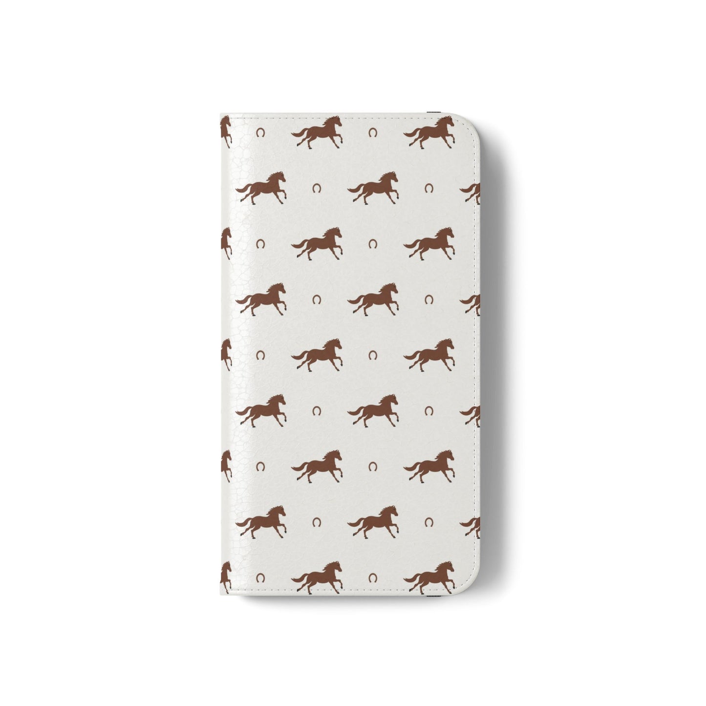 Horse Pattern Flip Case — Leather Wallet Phone Cover with Galloping Horses