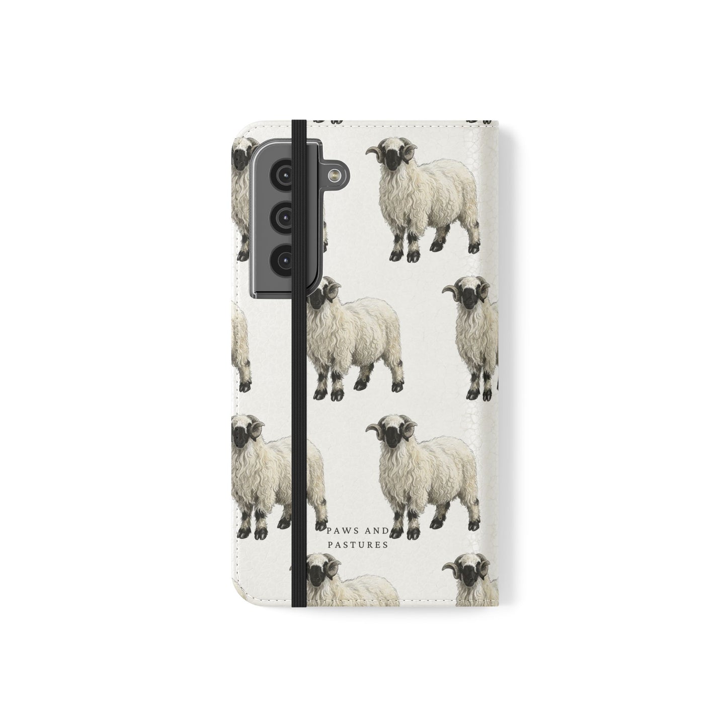 Valais Blacknose Sheep Pattern Flip Phone Case – Cute Farm Animal Wallet Cover