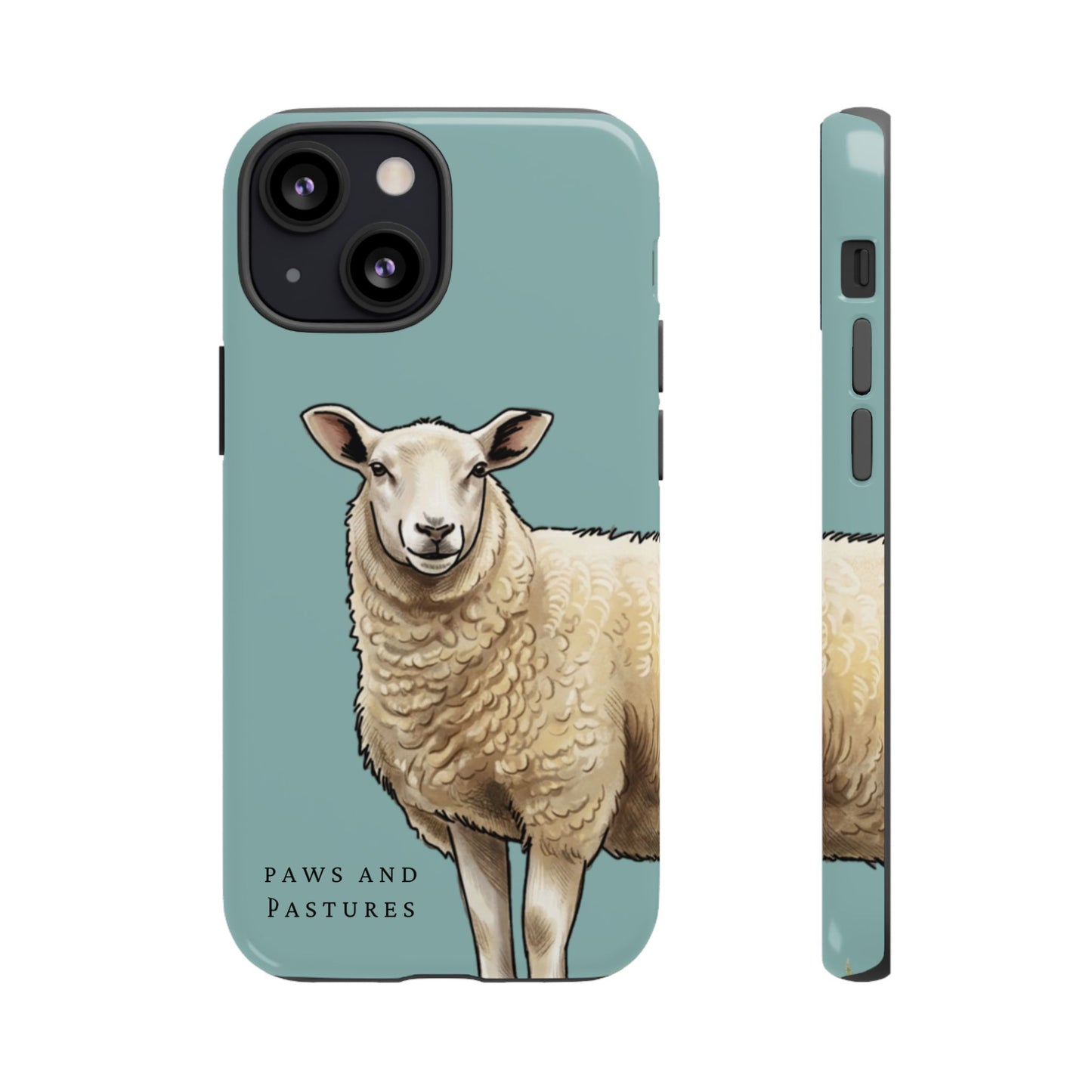 Teal Sheep Illustration Tough Phone Case