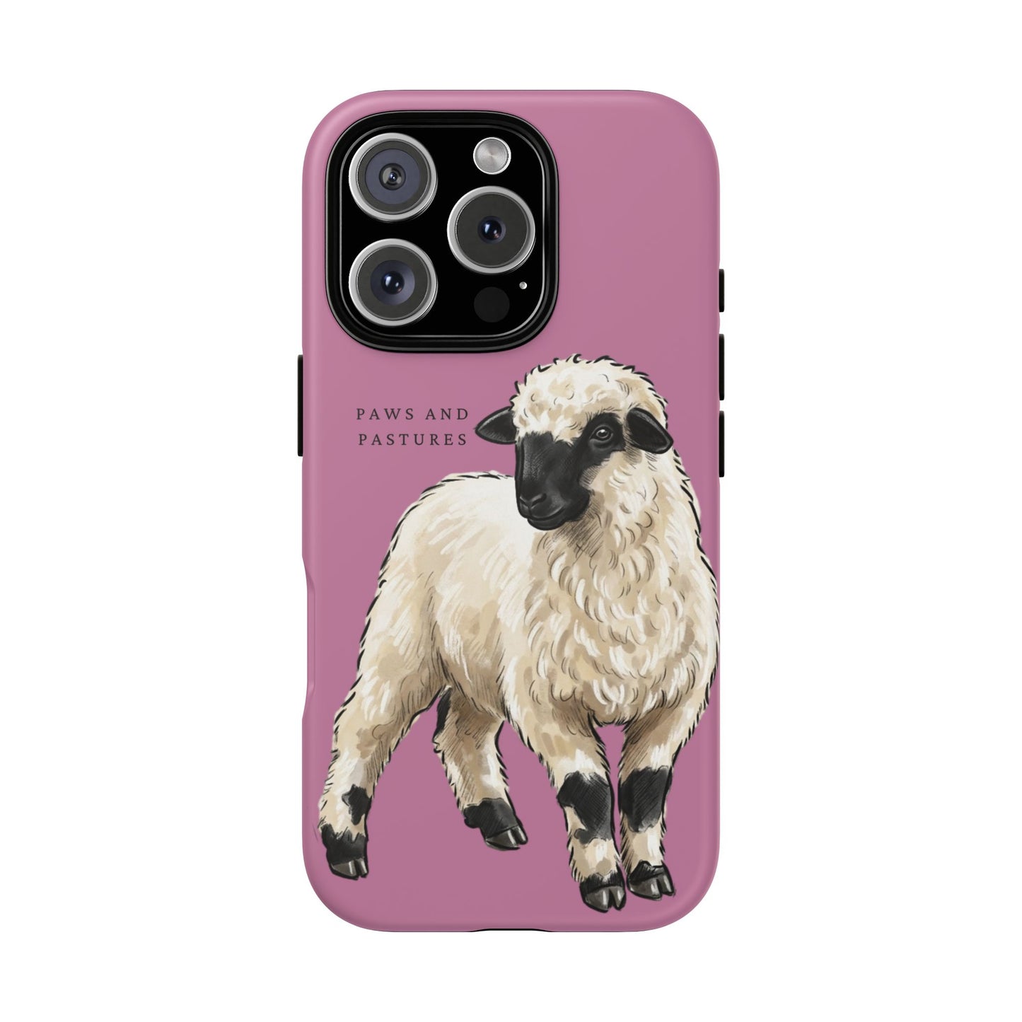 Pink Valais Blacknose Sheep Phone Case – 'Paws and Pastures' Cute Lamb Protective iPhone Cover