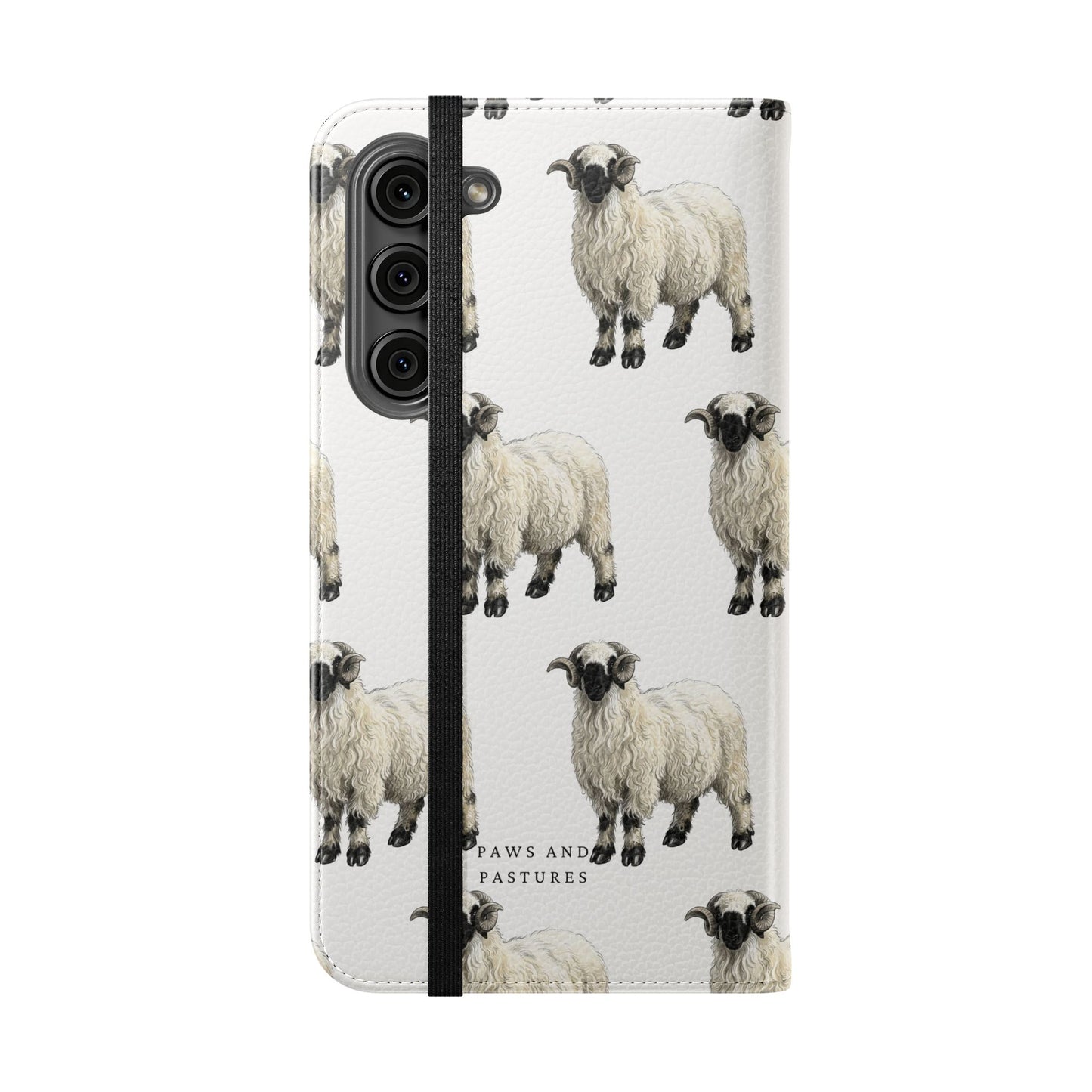 Valais Blacknose Sheep Pattern Flip Phone Case – Cute Farm Animal Wallet Cover