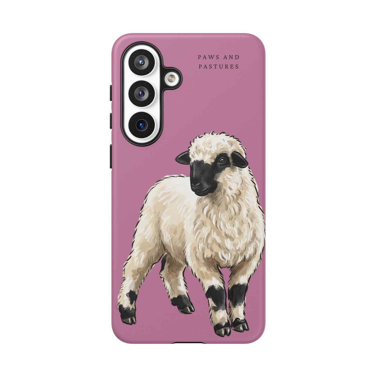 Pink Valais Blacknose Sheep Phone Case – 'Paws and Pastures' Cute Lamb Protective iPhone Cover