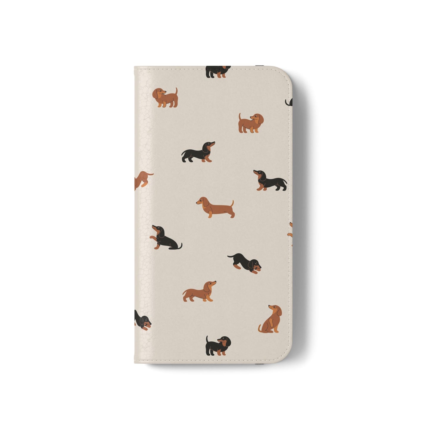 Dachshund Pattern Flip Phone Case — Wallet Folio with Card Slots