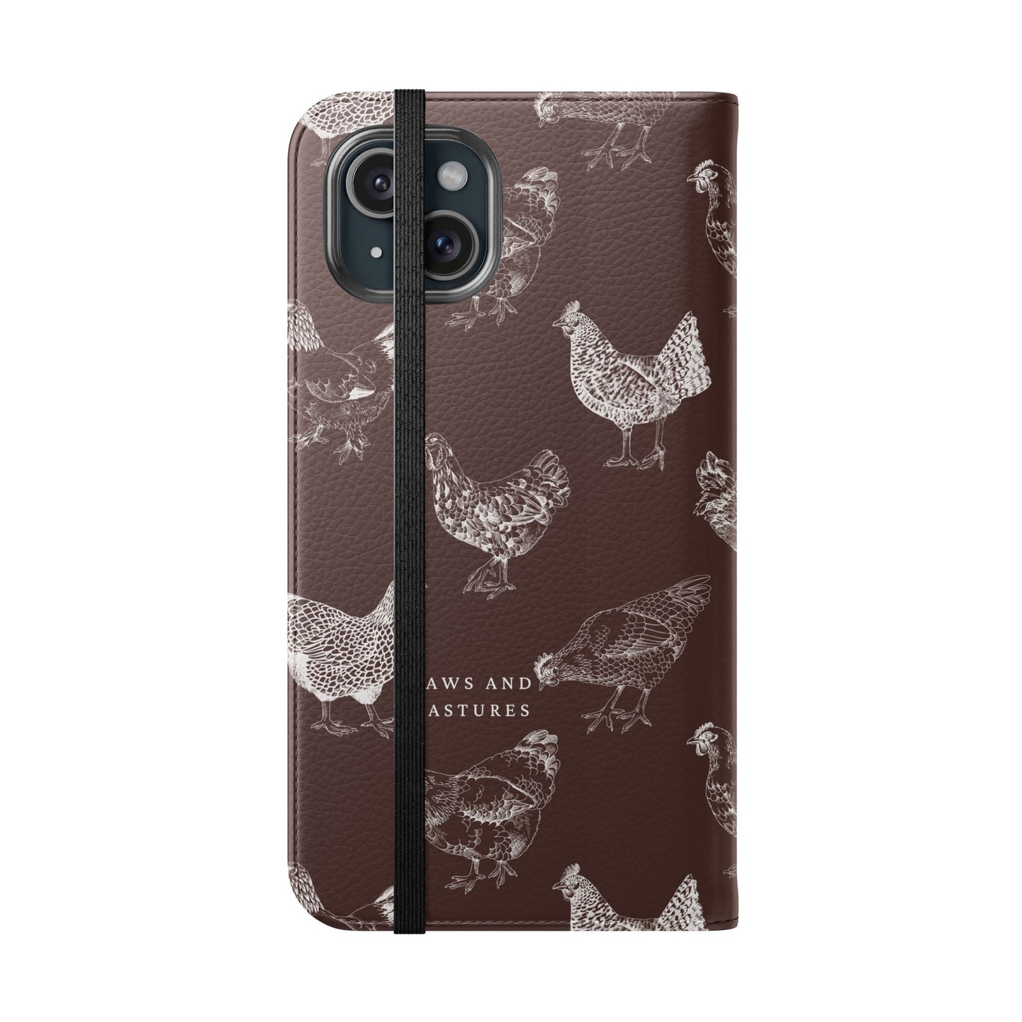 Chicken Pattern Flip Phone Case – Rustic Farmhouse Wallet Cover