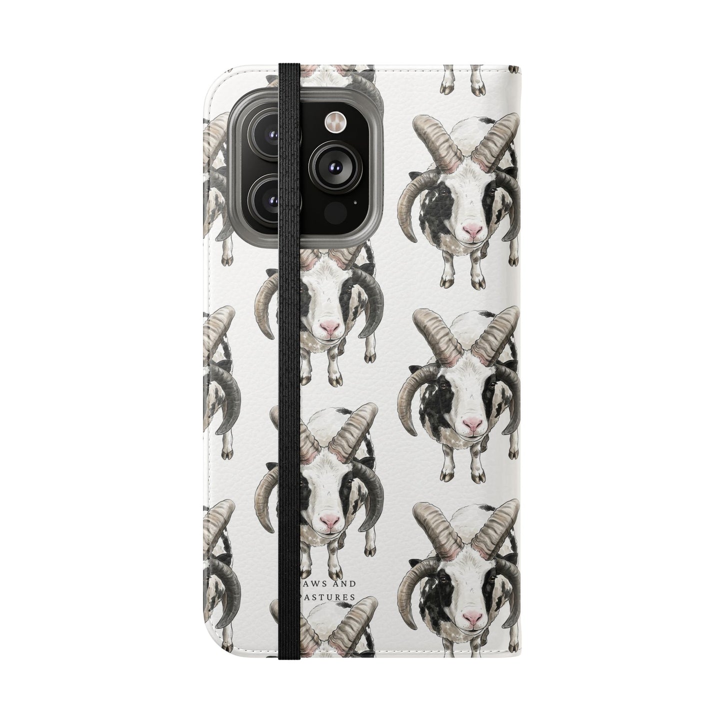Jacob Sheep Pattern Flip Phone Case — Cute Farm Animal Wallet Cover