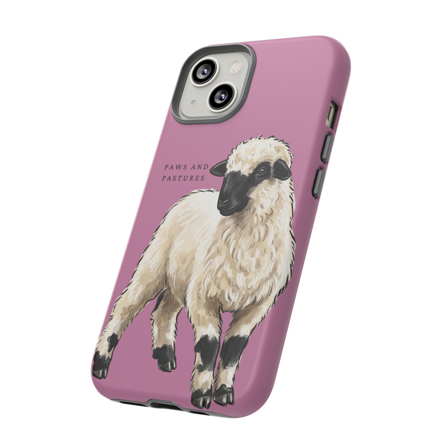 Pink Valais Blacknose Sheep Phone Case – 'Paws and Pastures' Cute Lamb Protective iPhone Cover