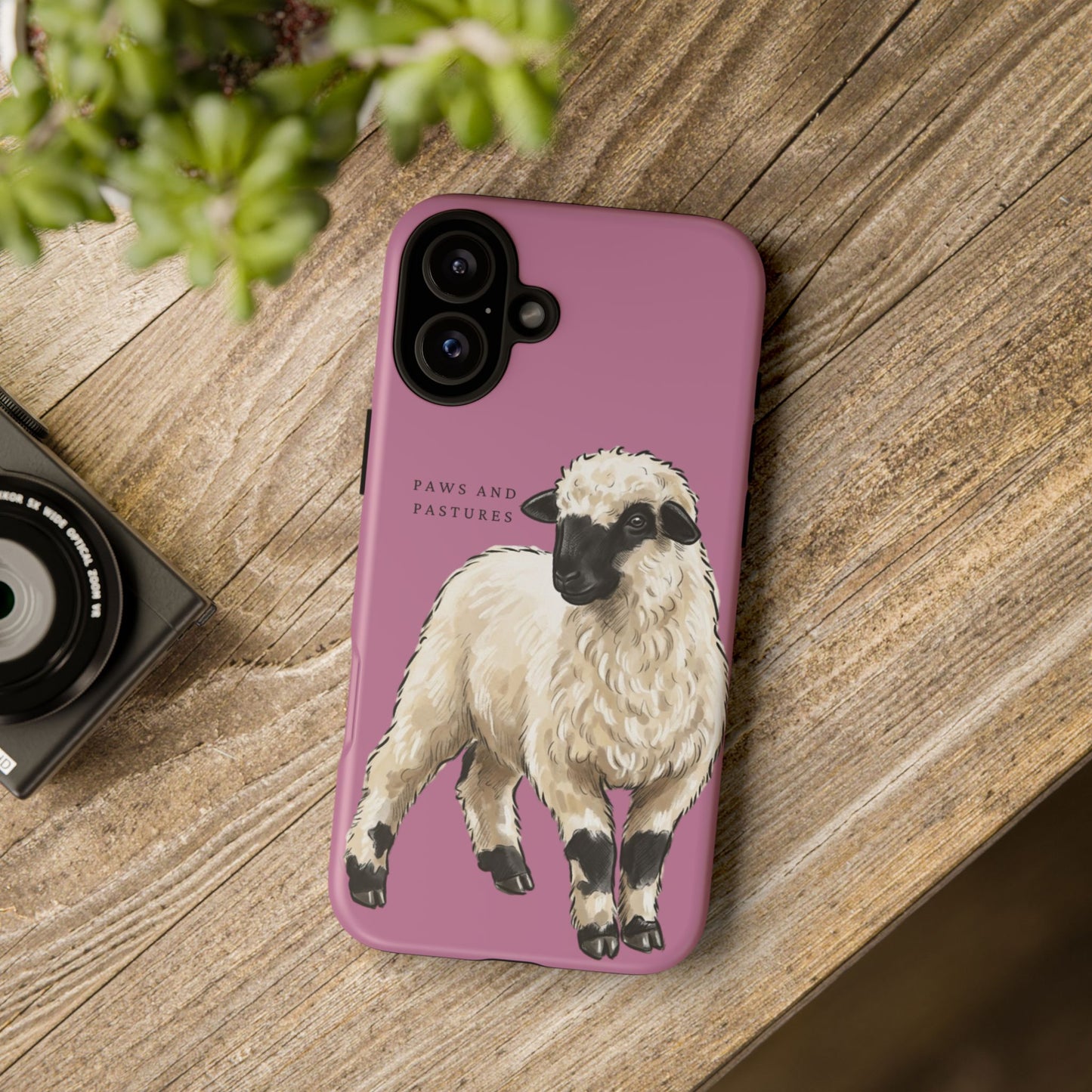 Pink Valais Blacknose Sheep Phone Case – 'Paws and Pastures' Cute Lamb Protective iPhone Cover