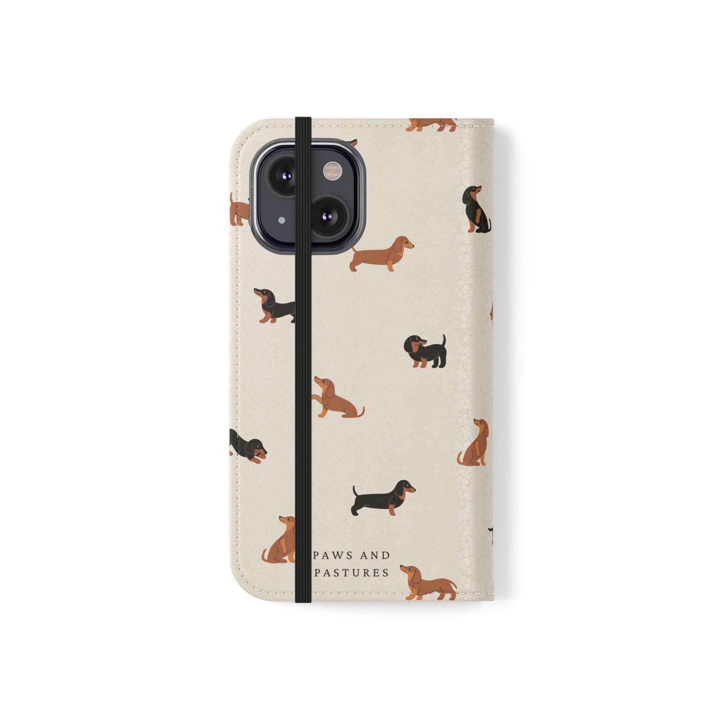 Dachshund Pattern Flip Phone Case — Wallet Folio with Card Slots