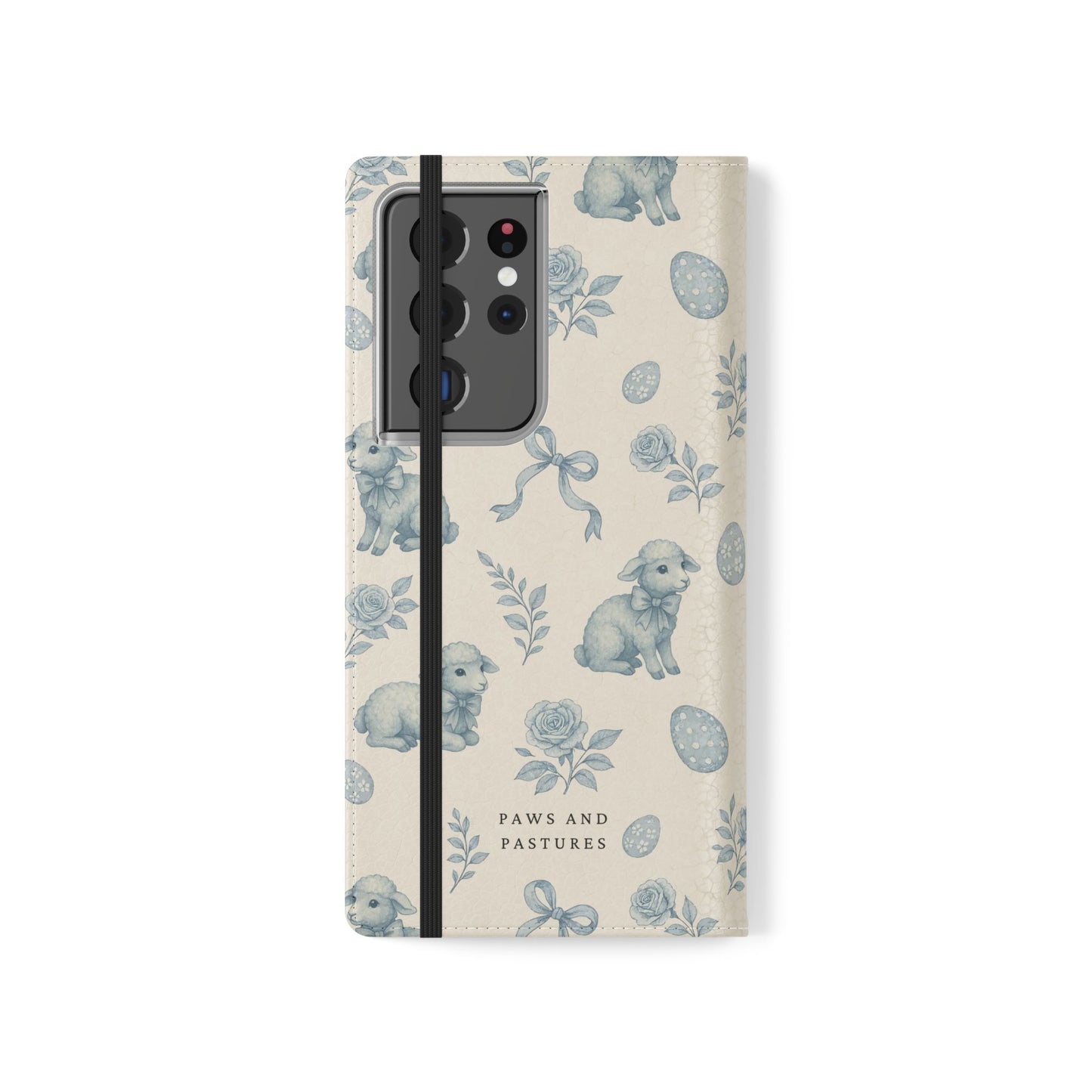 Flip Case — Pastel Blue Easter Lamb Pattern Phone Wallet