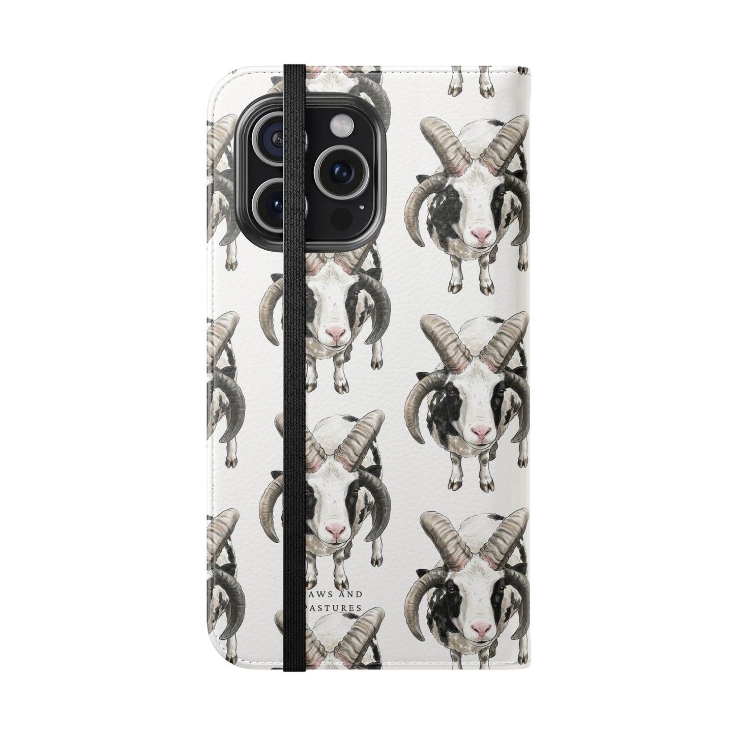 Jacob Sheep Pattern Flip Phone Case — Cute Farm Animal Wallet Cover