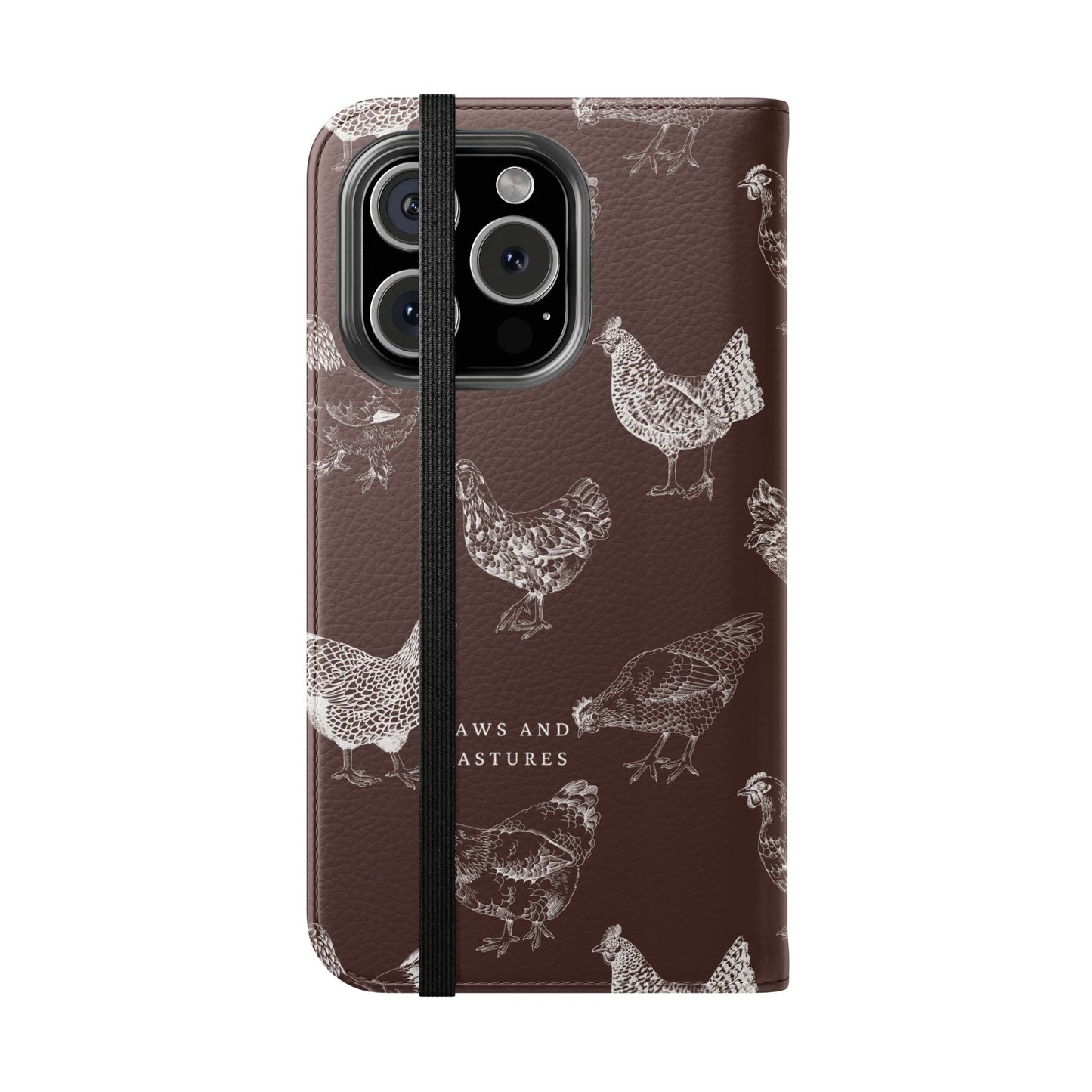 Chicken Pattern Flip Phone Case – Rustic Farmhouse Wallet Cover