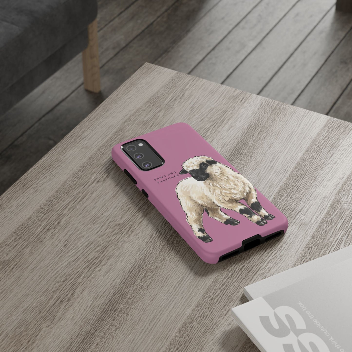 Pink Valais Blacknose Sheep Phone Case – 'Paws and Pastures' Cute Lamb Protective iPhone Cover