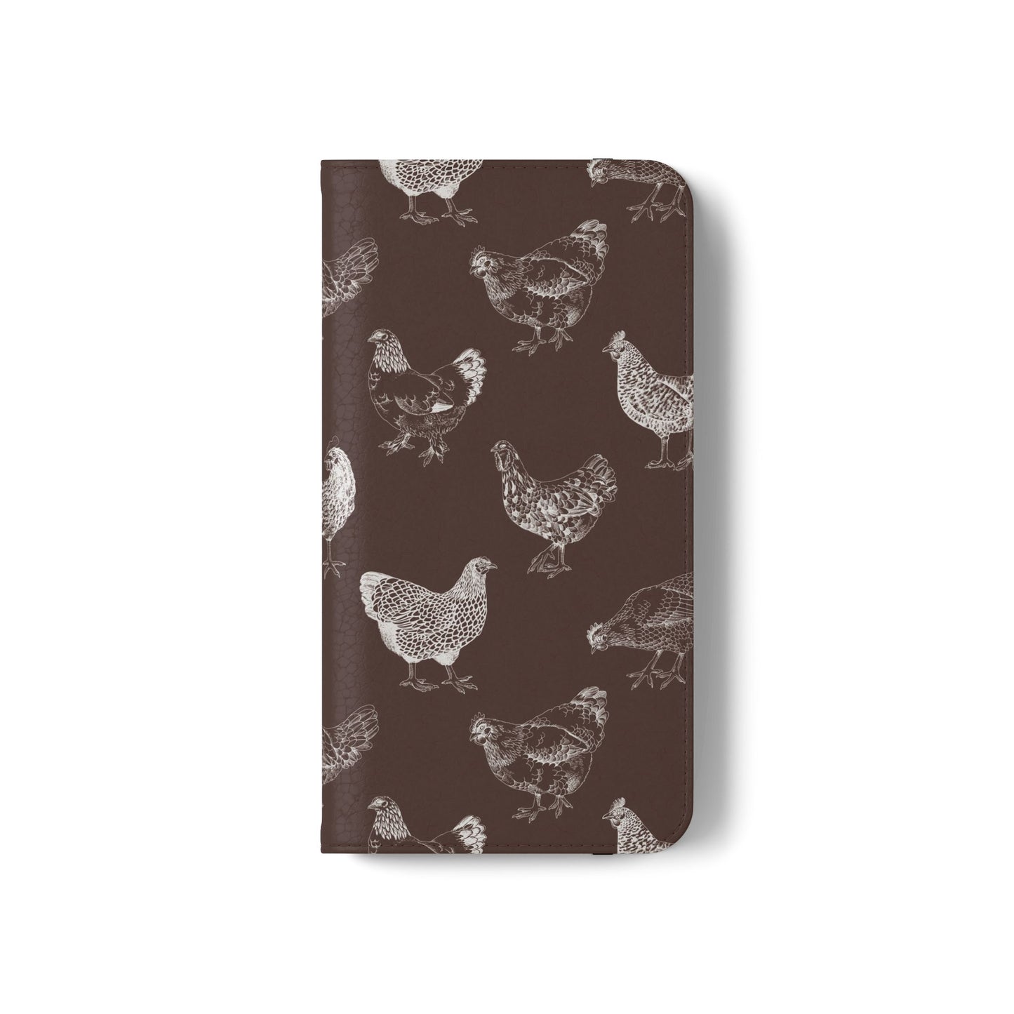 Chicken Pattern Flip Phone Case – Rustic Farmhouse Wallet Cover