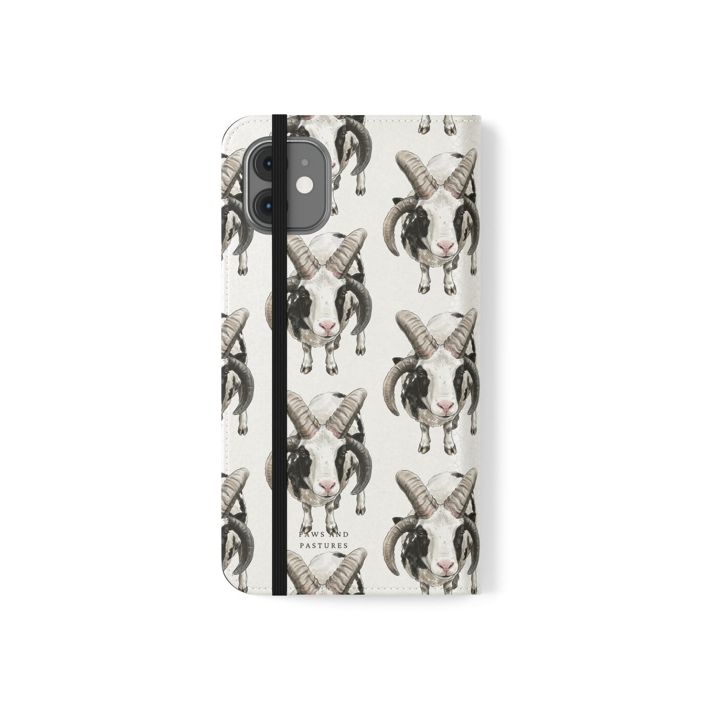Jacob Sheep Pattern Flip Phone Case — Cute Farm Animal Wallet Cover