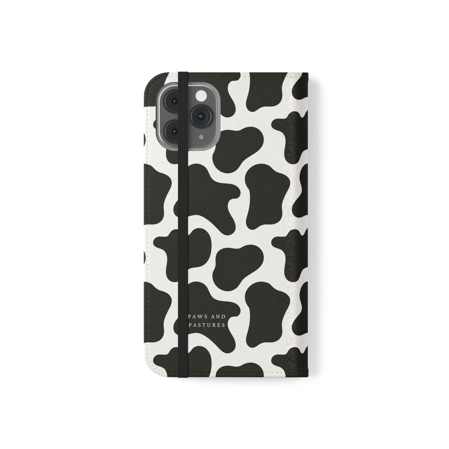 Cow Print Flip Phone Case — Black & White Wallet Flip Case