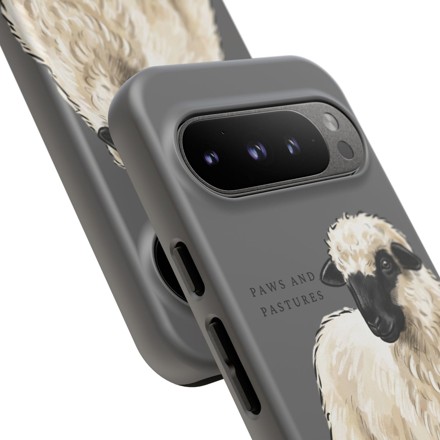 Grey Valais Blacknose Sheep Phone Case – 'Paws and Pastures' Cute Lamb Protective iPhone Cover