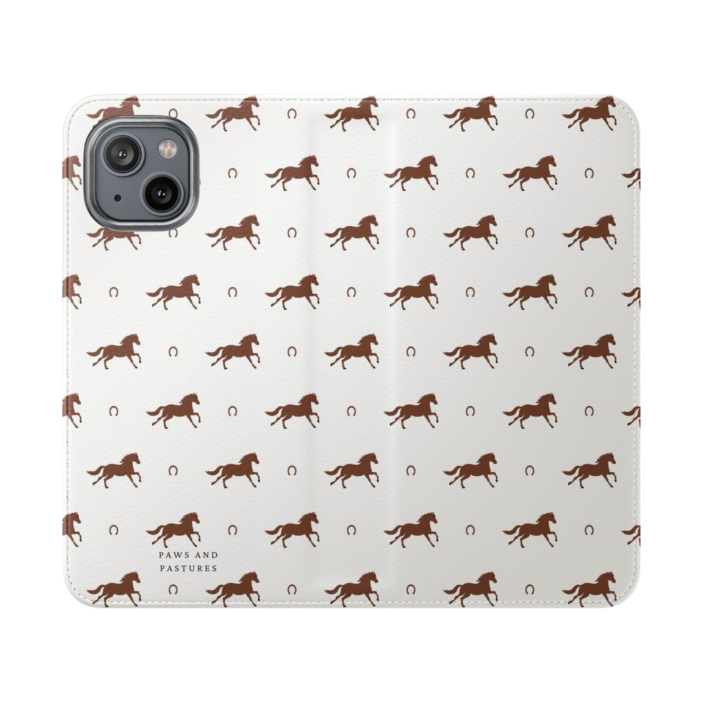 Horse Pattern Flip Case — Leather Wallet Phone Cover with Galloping Horses