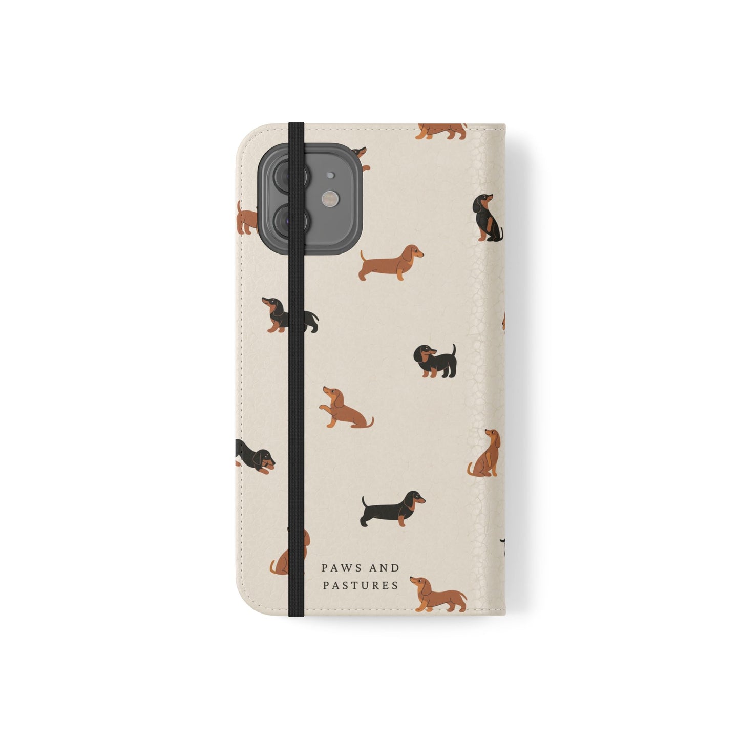 Dachshund Pattern Flip Phone Case — Wallet Folio with Card Slots