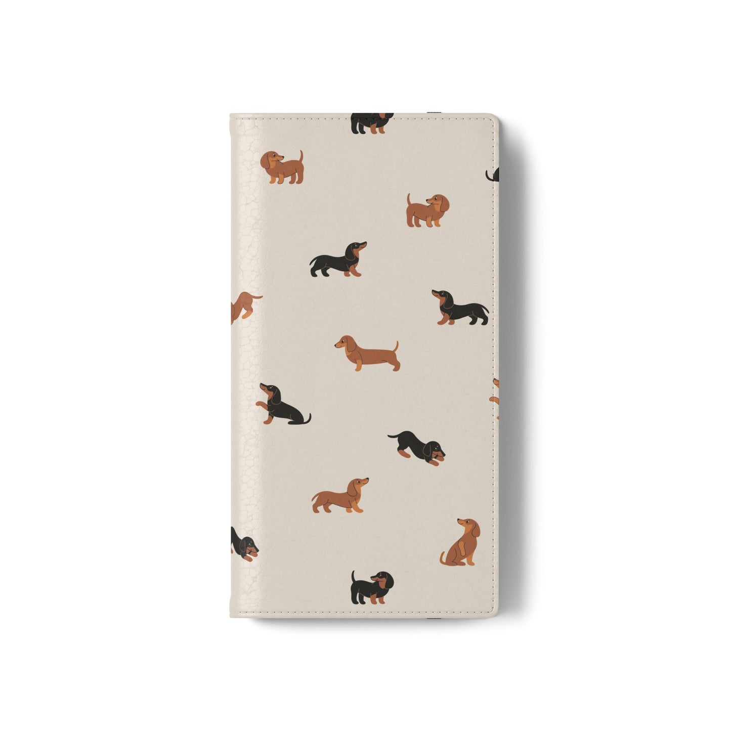 Dachshund Pattern Flip Phone Case — Wallet Folio with Card Slots