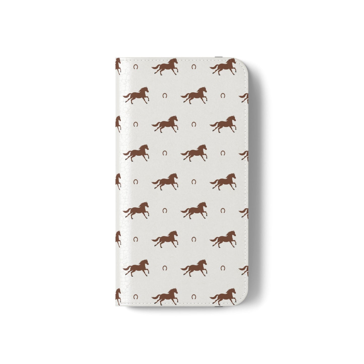 Horse Pattern Flip Case — Leather Wallet Phone Cover with Galloping Horses