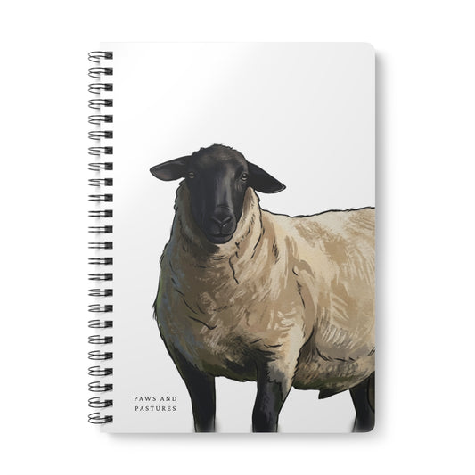 Suffolk Sheep Illustration A5 Wirobound Notebook — Lined Journal for Farm Lovers