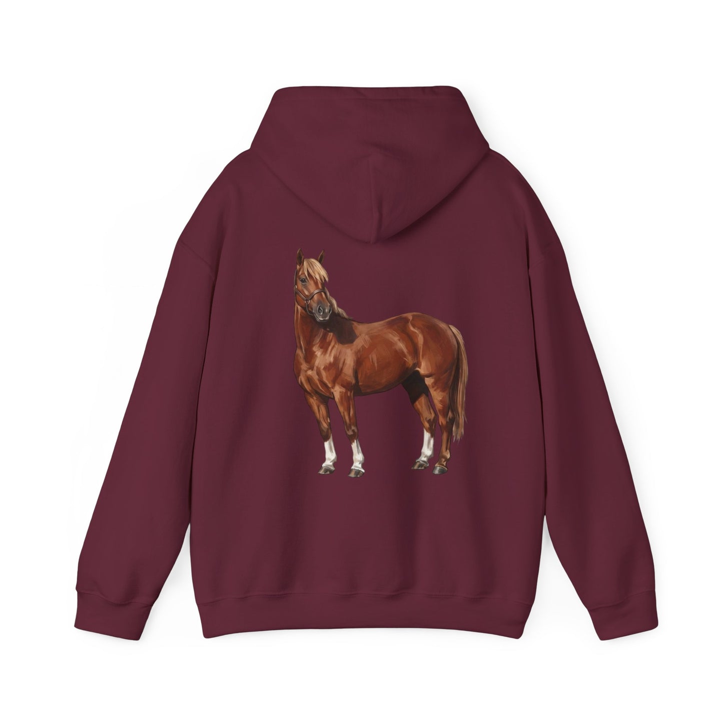 Horse Graphic Hoodie – Realistic Chestnut Stallion Back Print