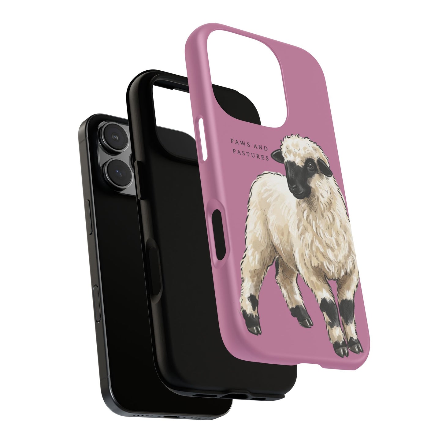 Pink Valais Blacknose Sheep Phone Case – 'Paws and Pastures' Cute Lamb Protective iPhone Cover
