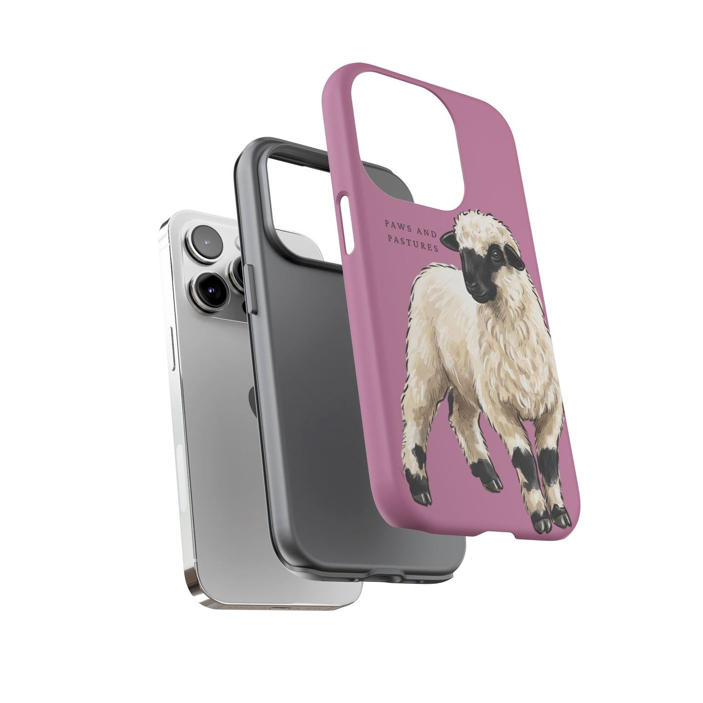 Pink Valais Blacknose Sheep Phone Case – 'Paws and Pastures' Cute Lamb Protective iPhone Cover